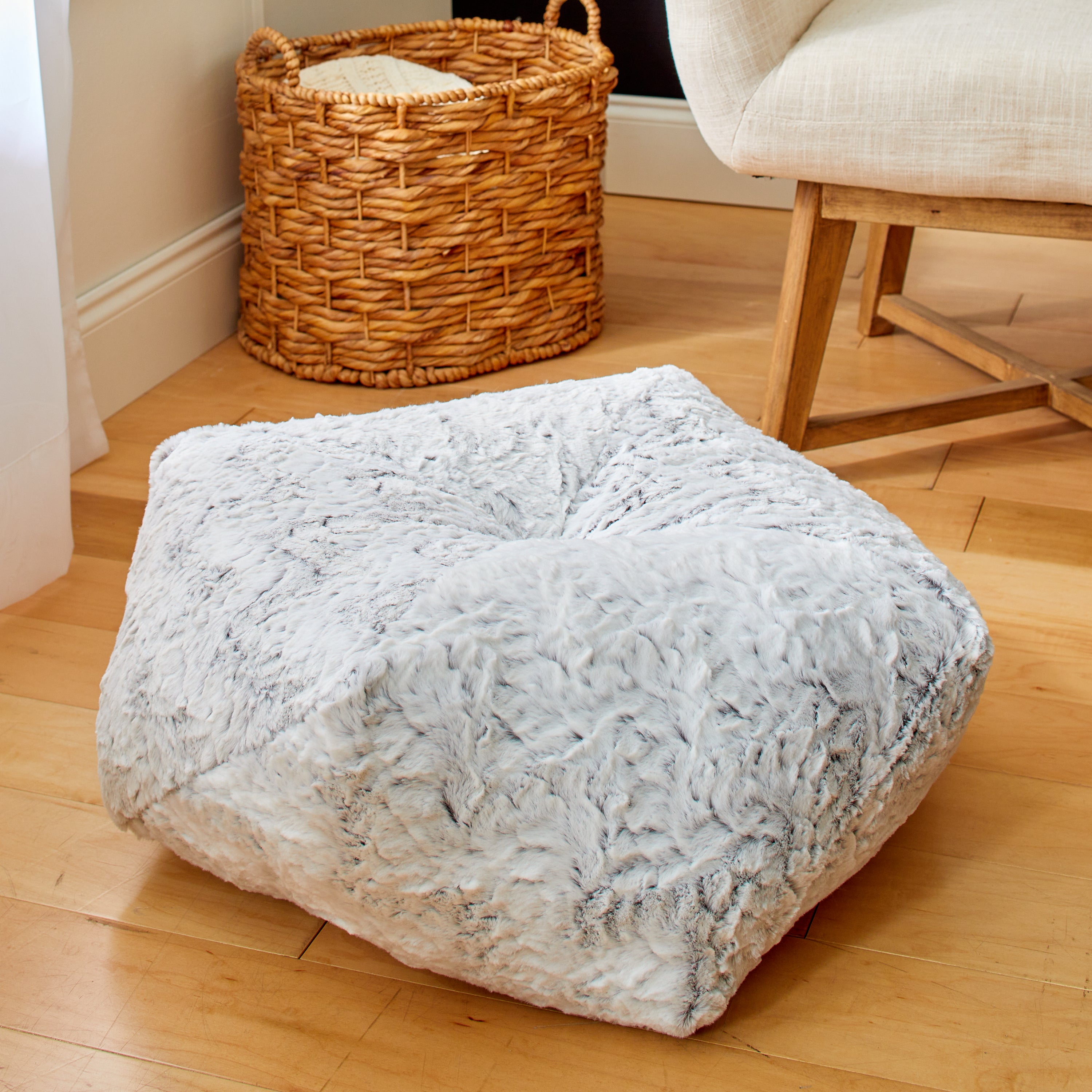 Fauxchilla Indoor Geometric Pouf
