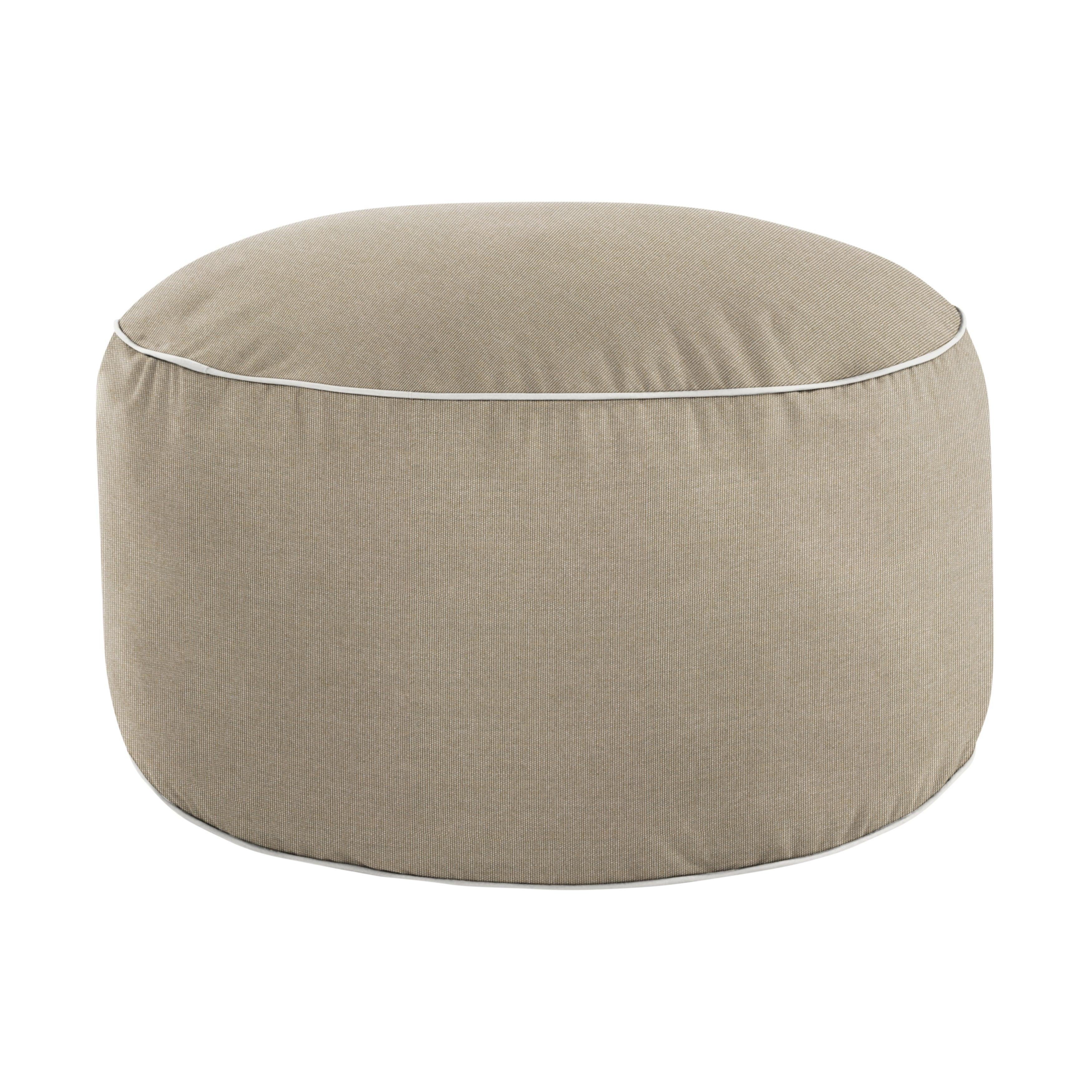 Sunbrella Canvas with Contrasting Cording Round Indoor/Outdoor Bean Pouf - Sorra Home