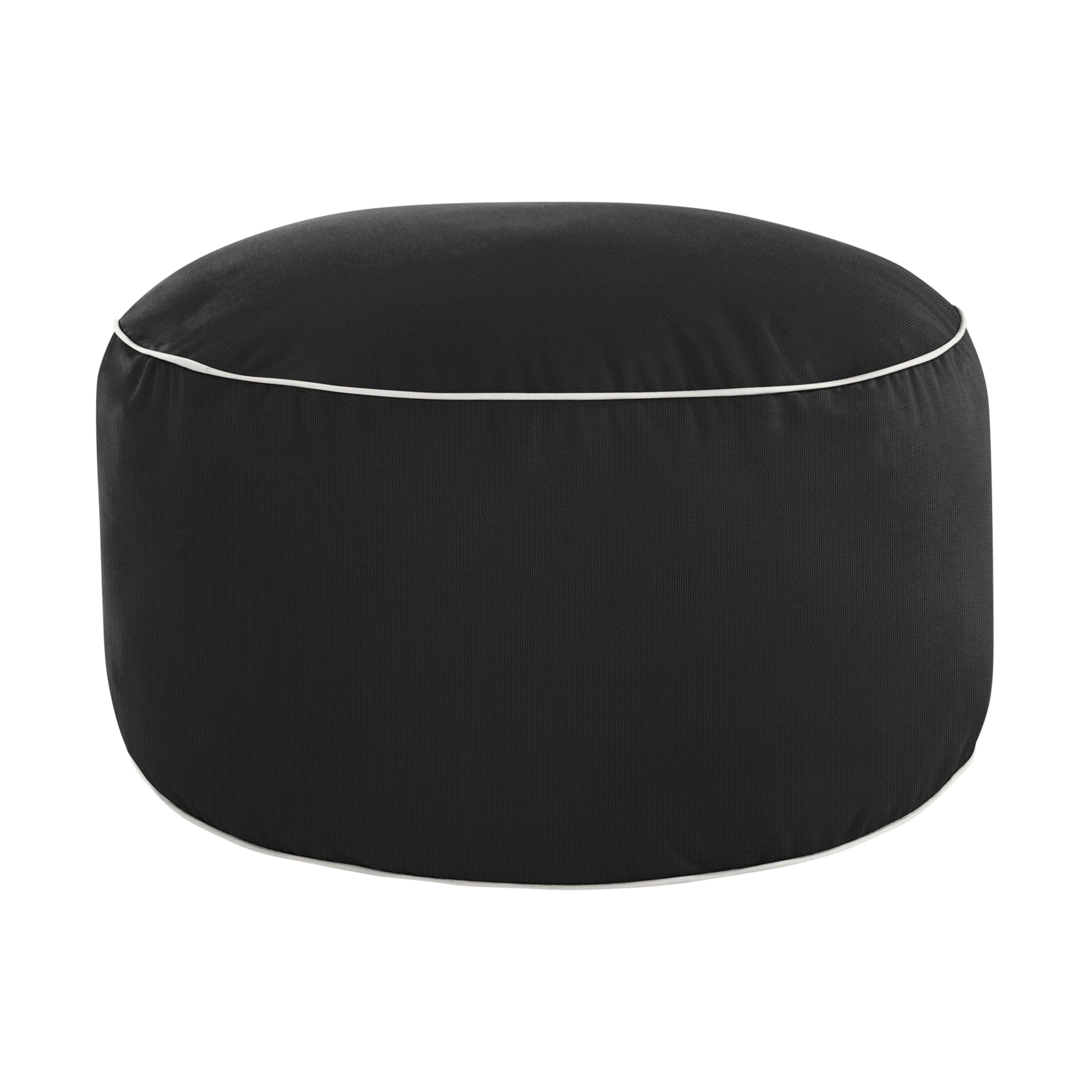 Sunbrella Canvas with Contrasting Cording Round Indoor/Outdoor Bean Pouf - Sorra Home