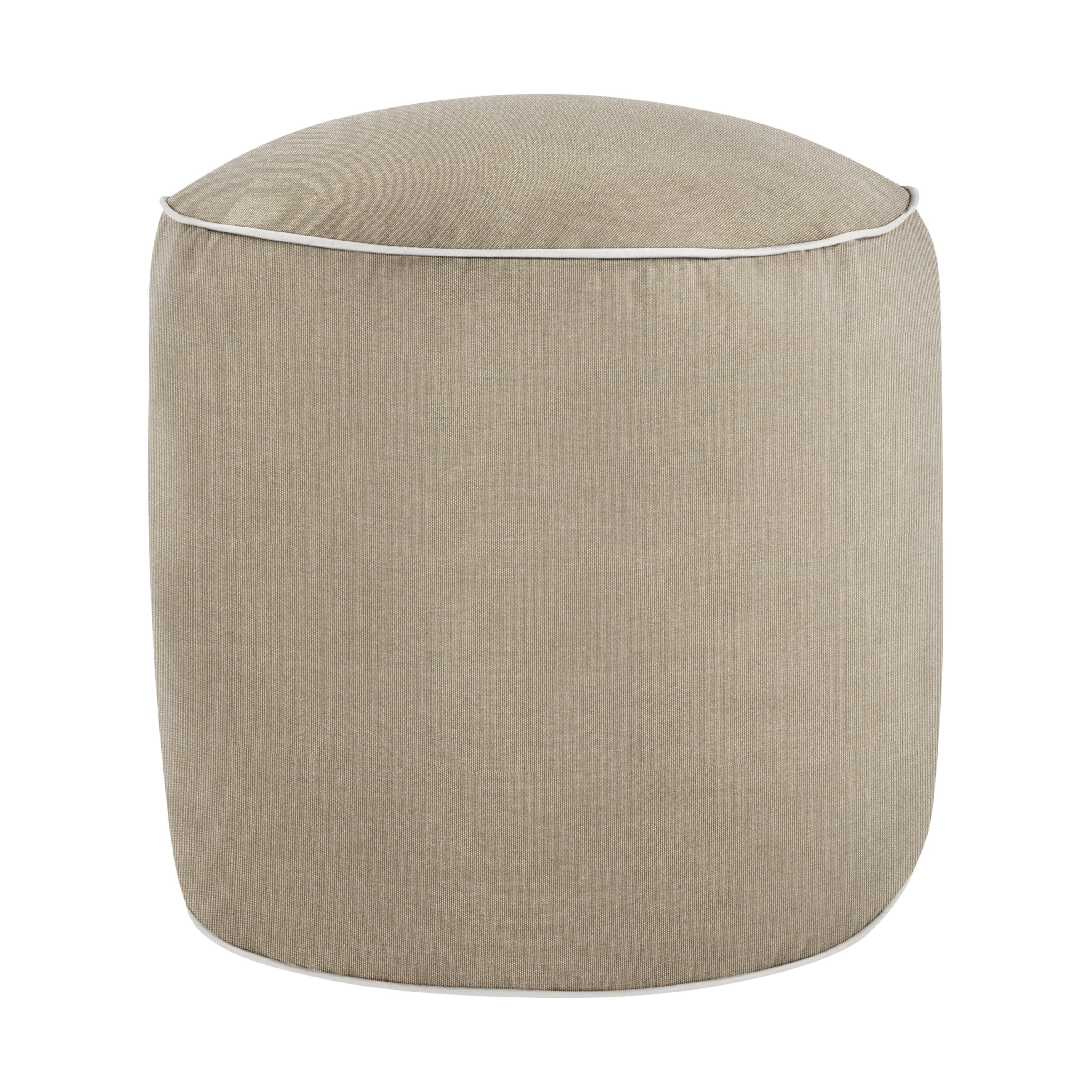 Sunbrella Canvas with Contrasting Cording Round Indoor/Outdoor Bean Pouf - Sorra Home