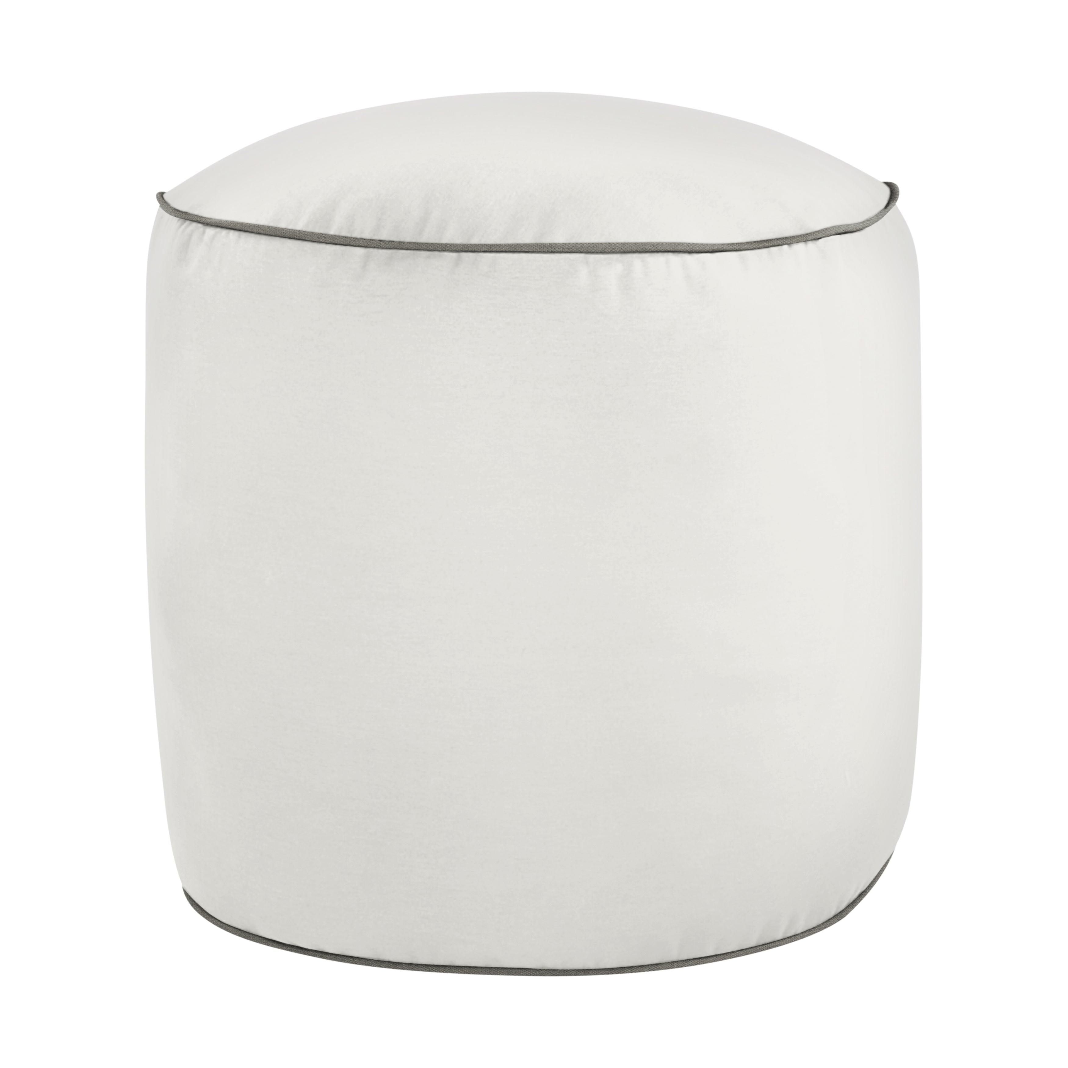 Sunbrella Canvas with Contrasting Cording Round Indoor/Outdoor Bean Pouf - Sorra Home