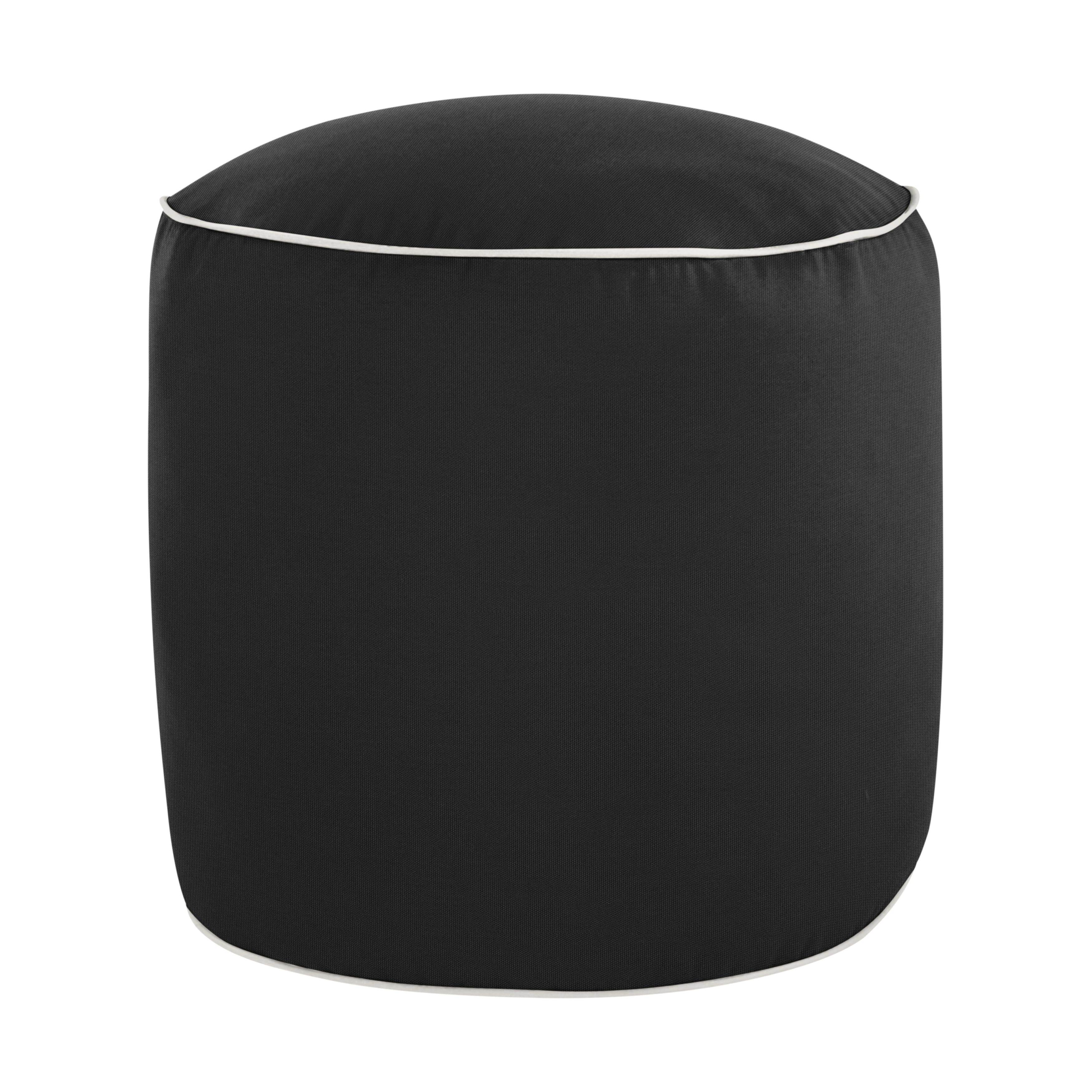 Sunbrella Canvas with Contrasting Cording Round Indoor/Outdoor Bean Pouf - Sorra Home