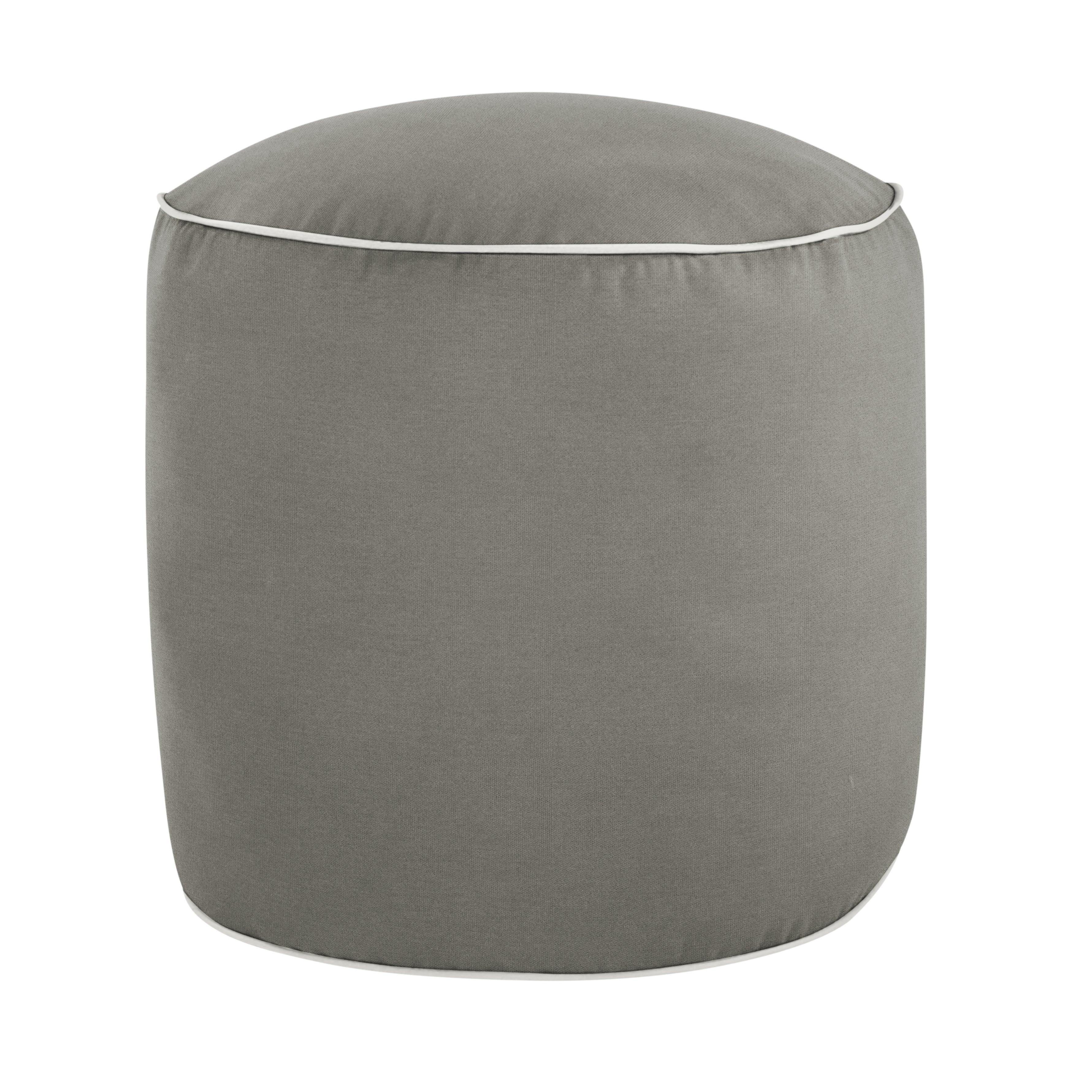 Sunbrella Canvas with Contrasting Cording Round Indoor/Outdoor Bean Pouf - Sorra Home