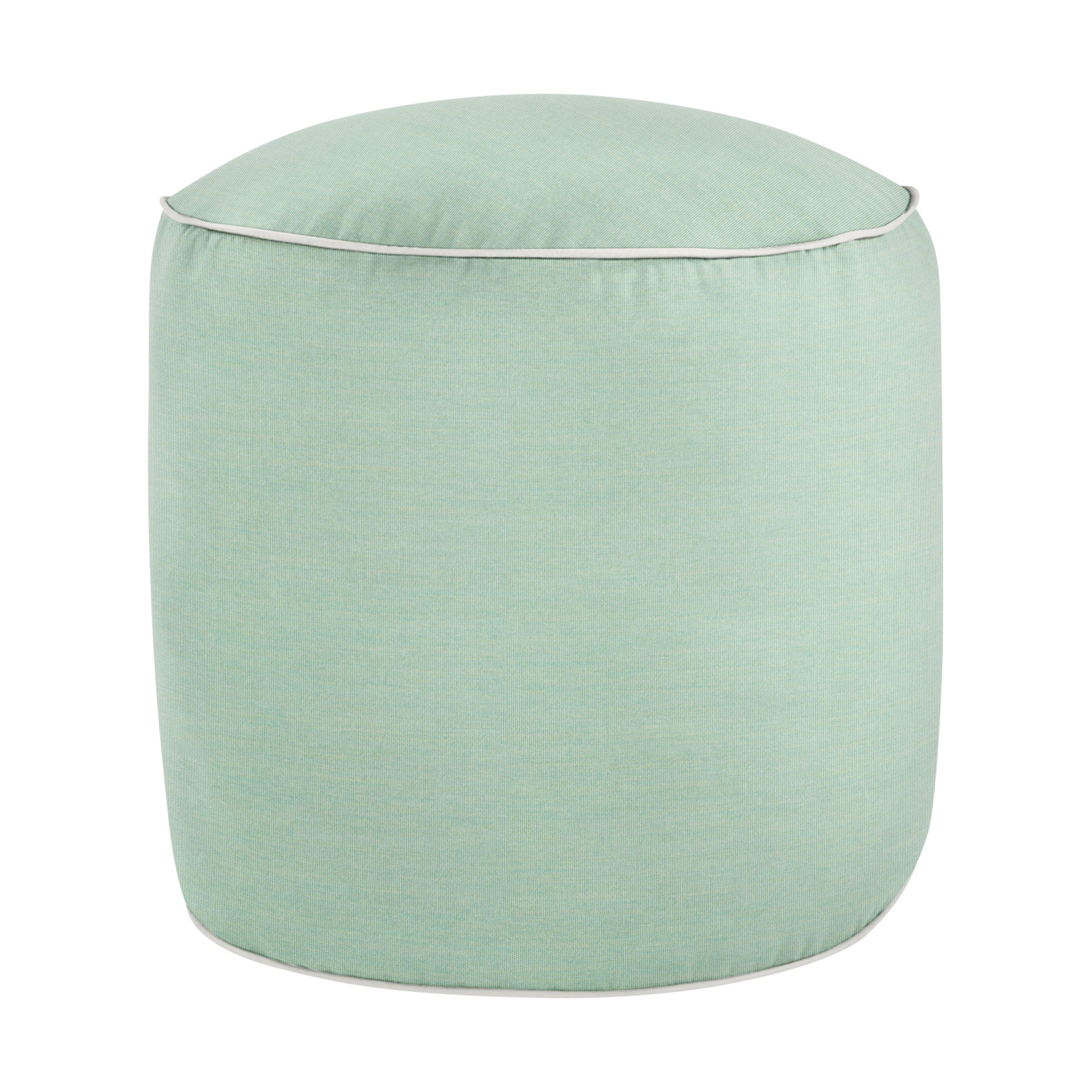 Sunbrella Canvas with Contrasting Cording Round Indoor/Outdoor Bean Pouf - Sorra Home
