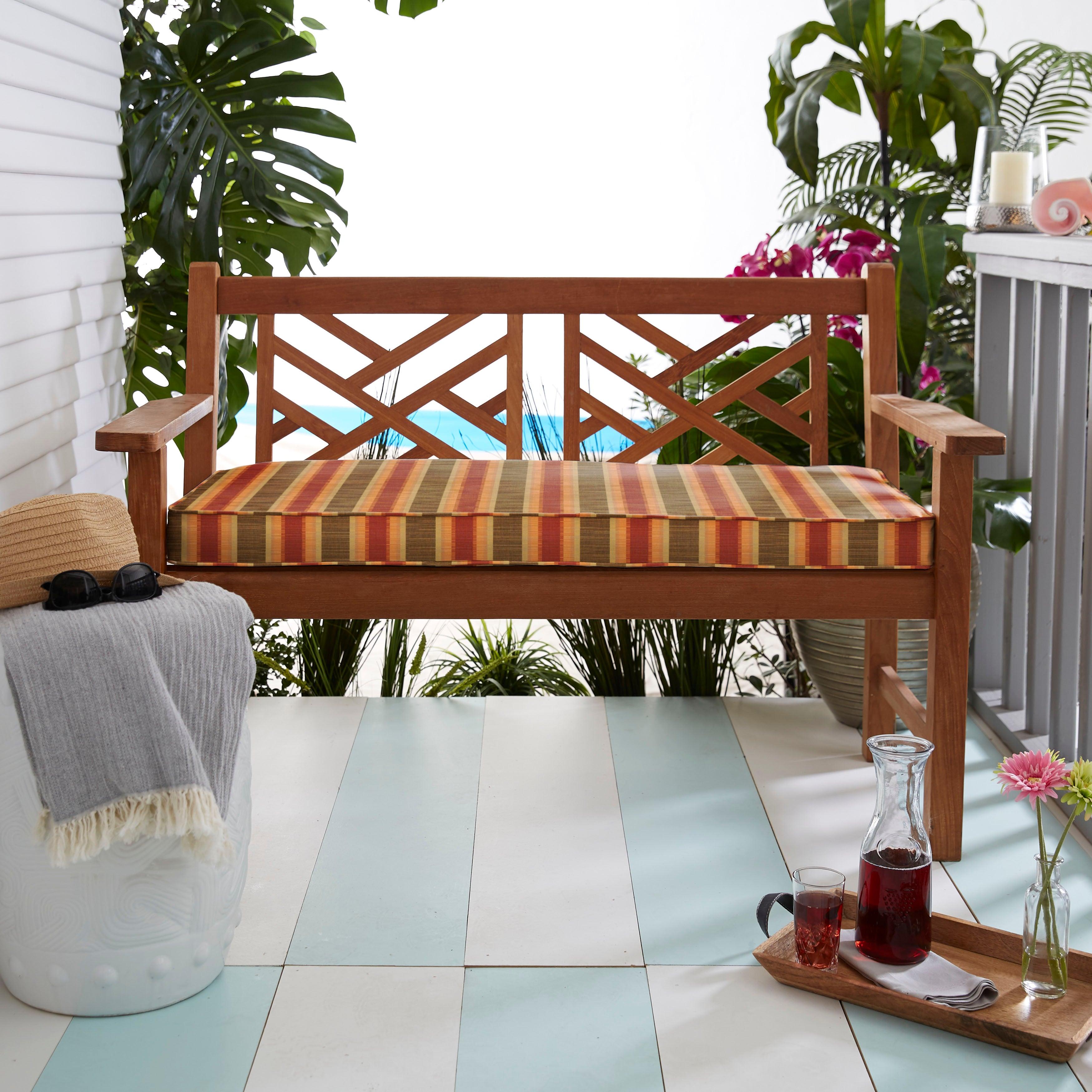 Sunbrella Dimone Sequoia Indoor/Outdoor Bench Cushion - Sorra Home