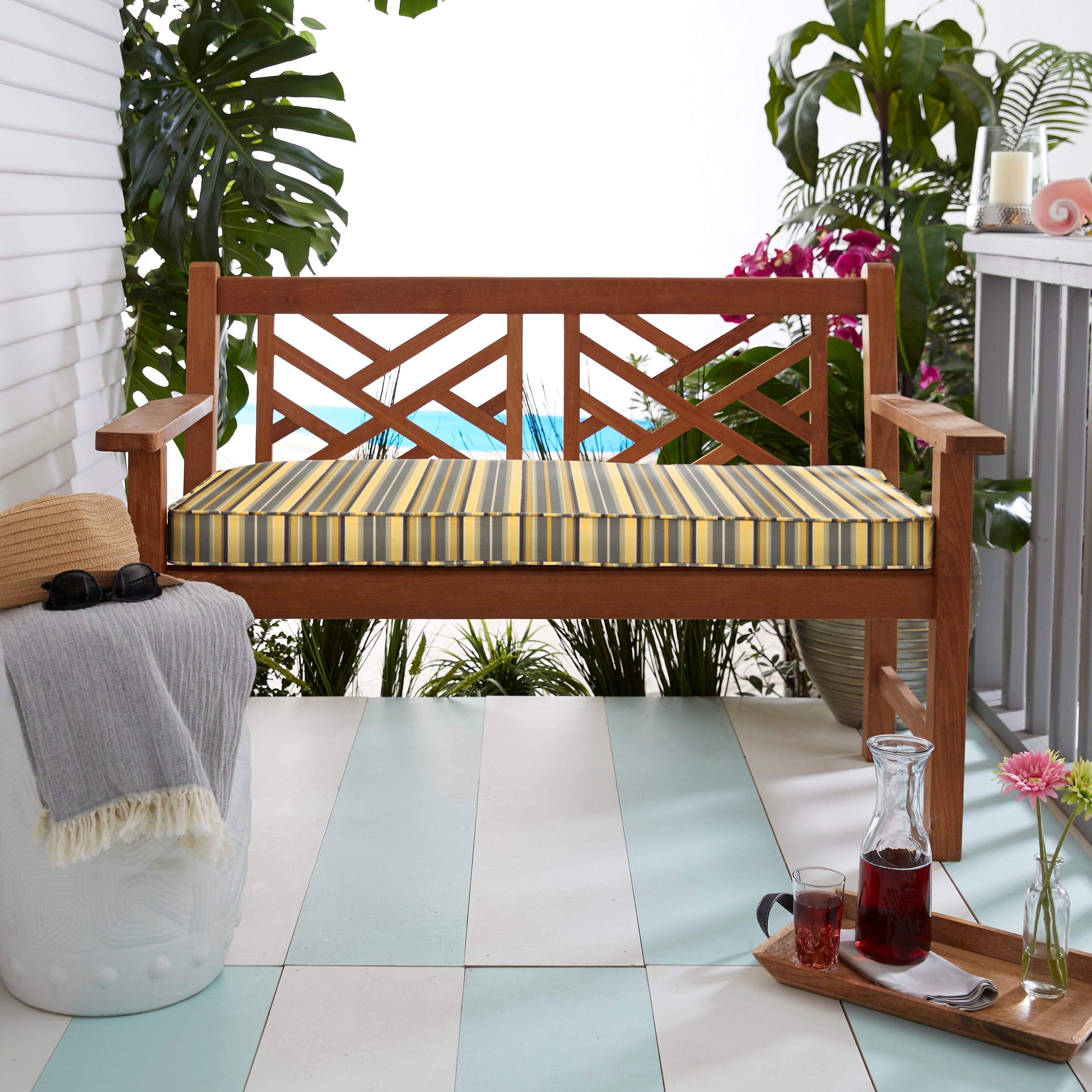 Sunbrella Foster Metallic Indoor/Outdoor Bench Cushion - Sorra Home