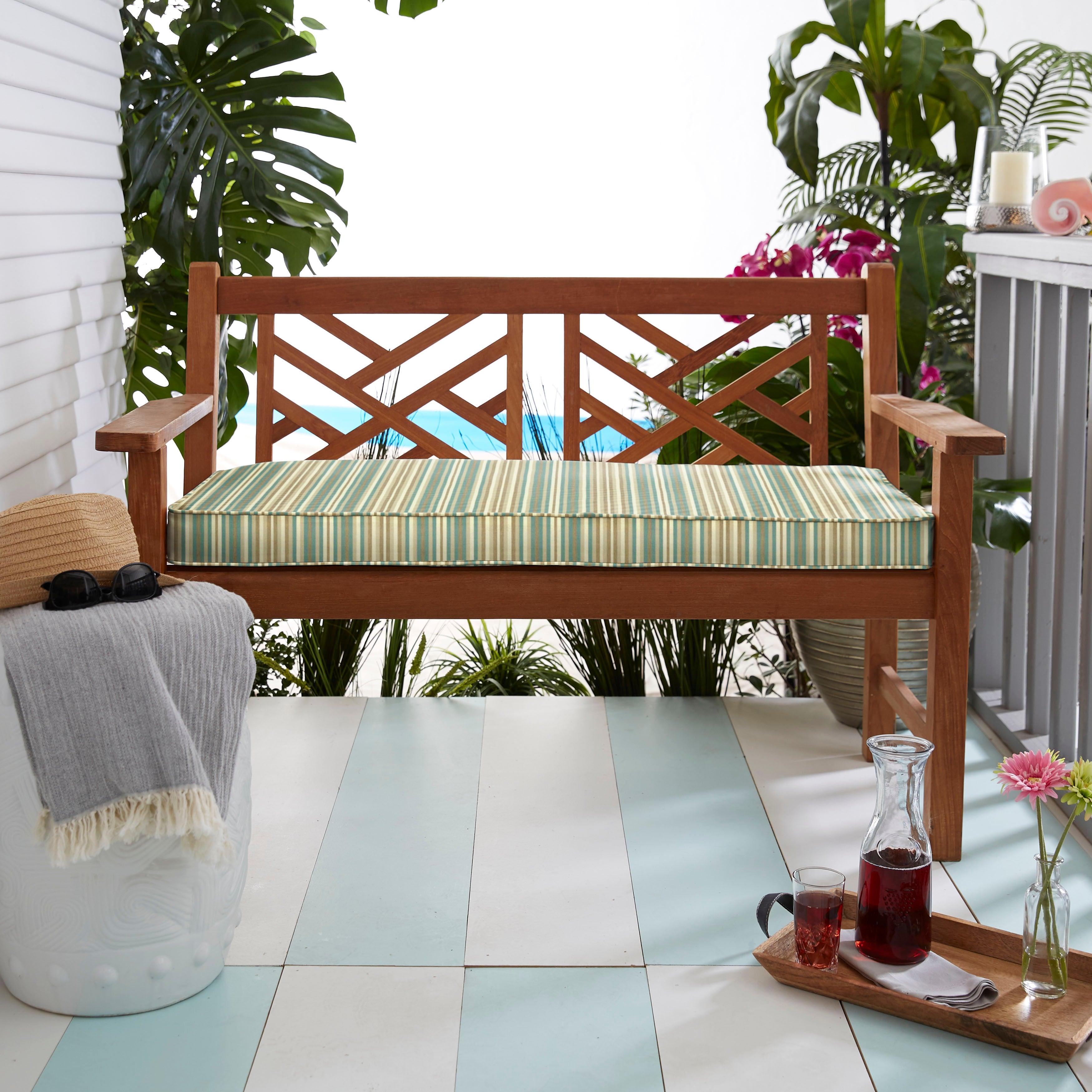 Sunbrella Mist Indoor/Outdoor Bench Cushion - Sorra Home
