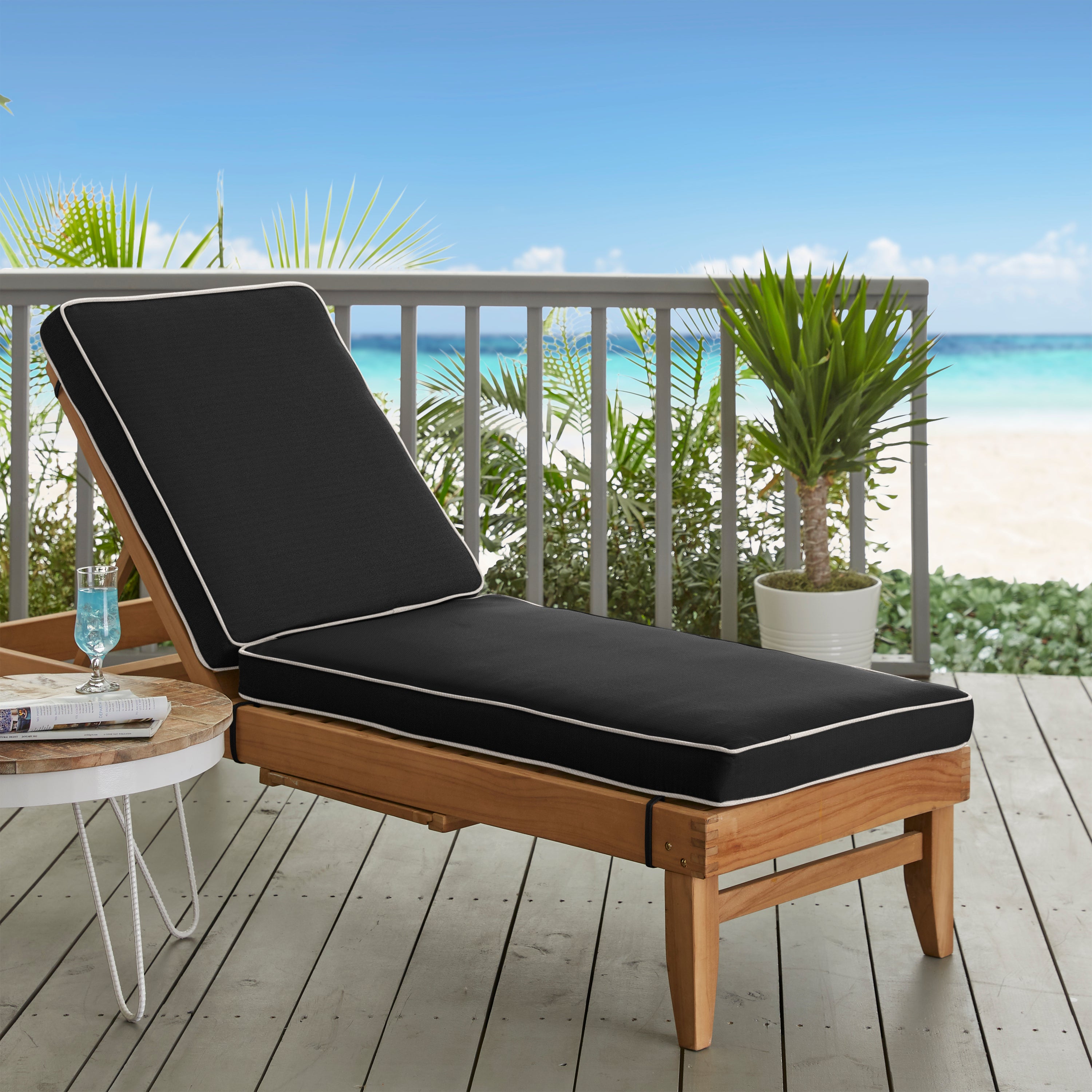 Sunbrella Canvas with Contrast Cording Chaise Lounge Cushion