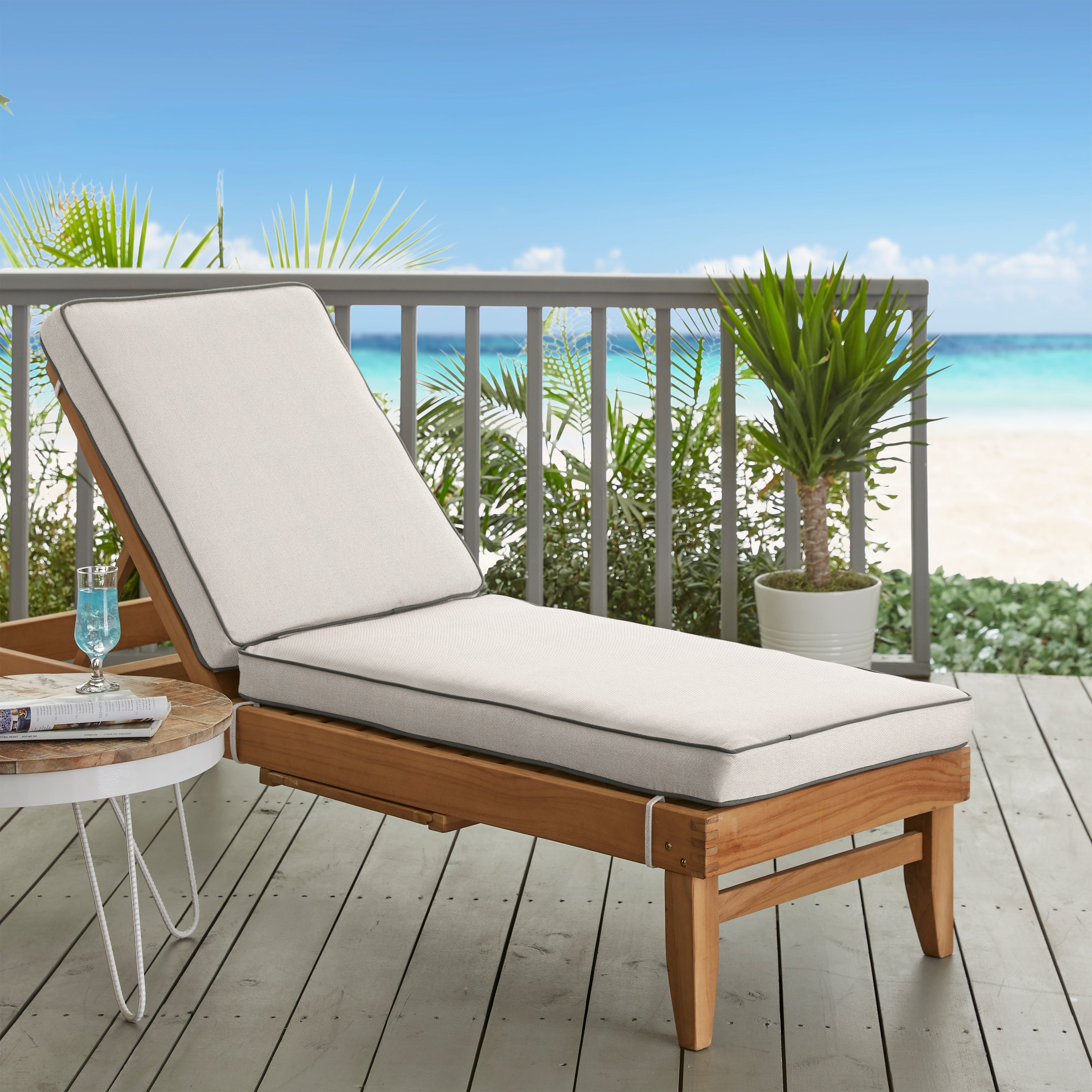 Sunbrella Canvas with Contrast Cording Chaise Lounge Cushion