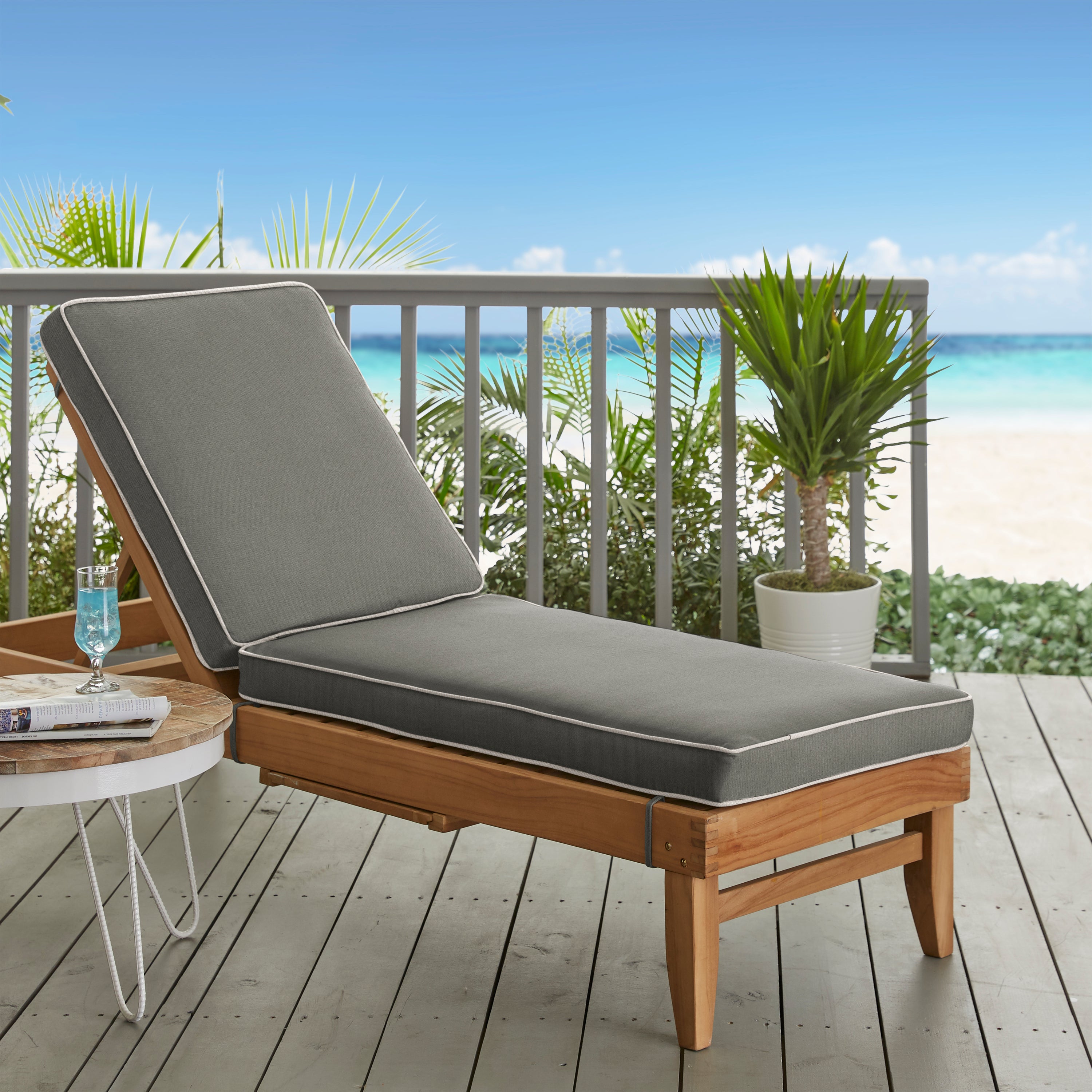 Sunbrella Canvas with Contrast Cording Chaise Lounge Cushion