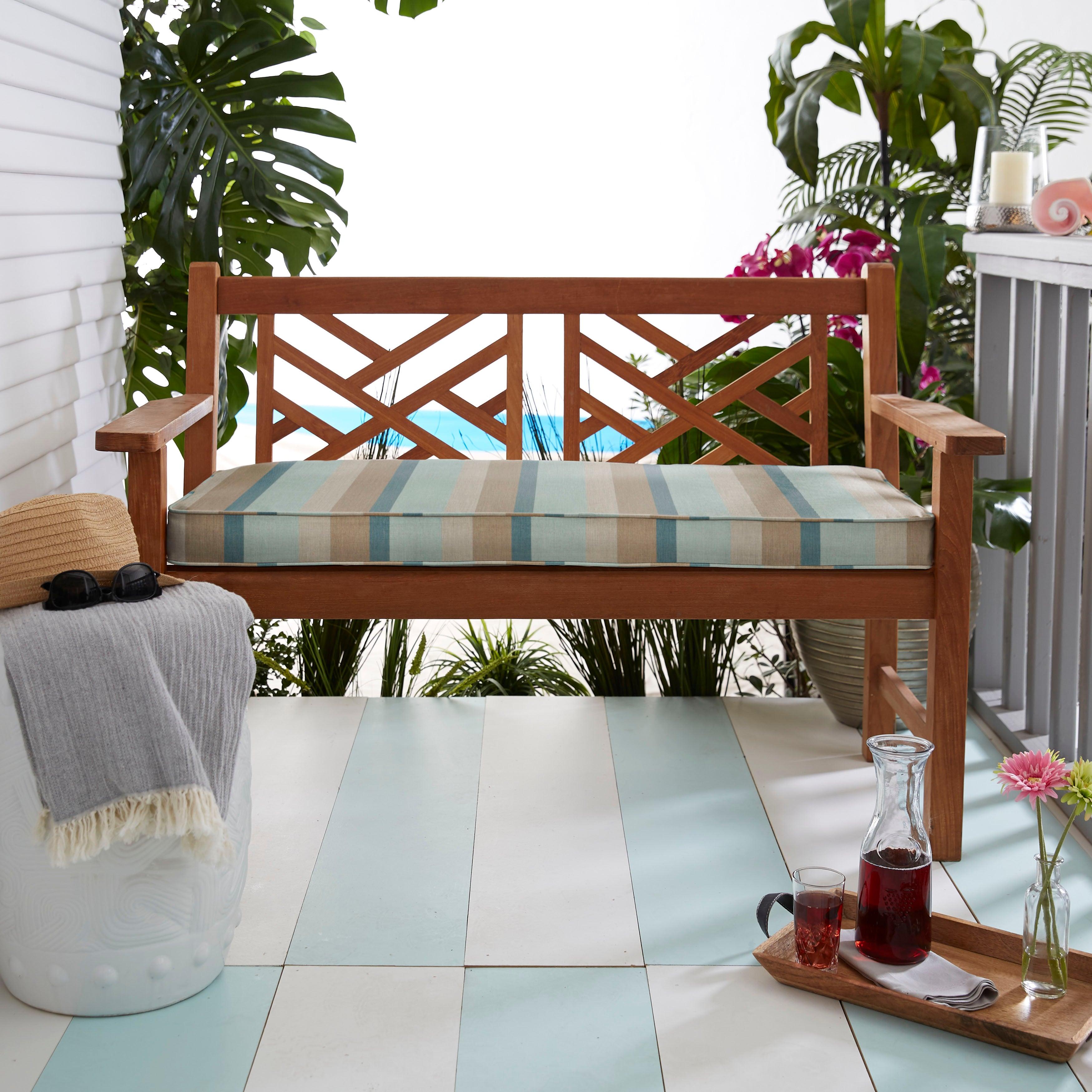Sunbrella Mist Indoor/Outdoor Bench Cushion - Sorra Home