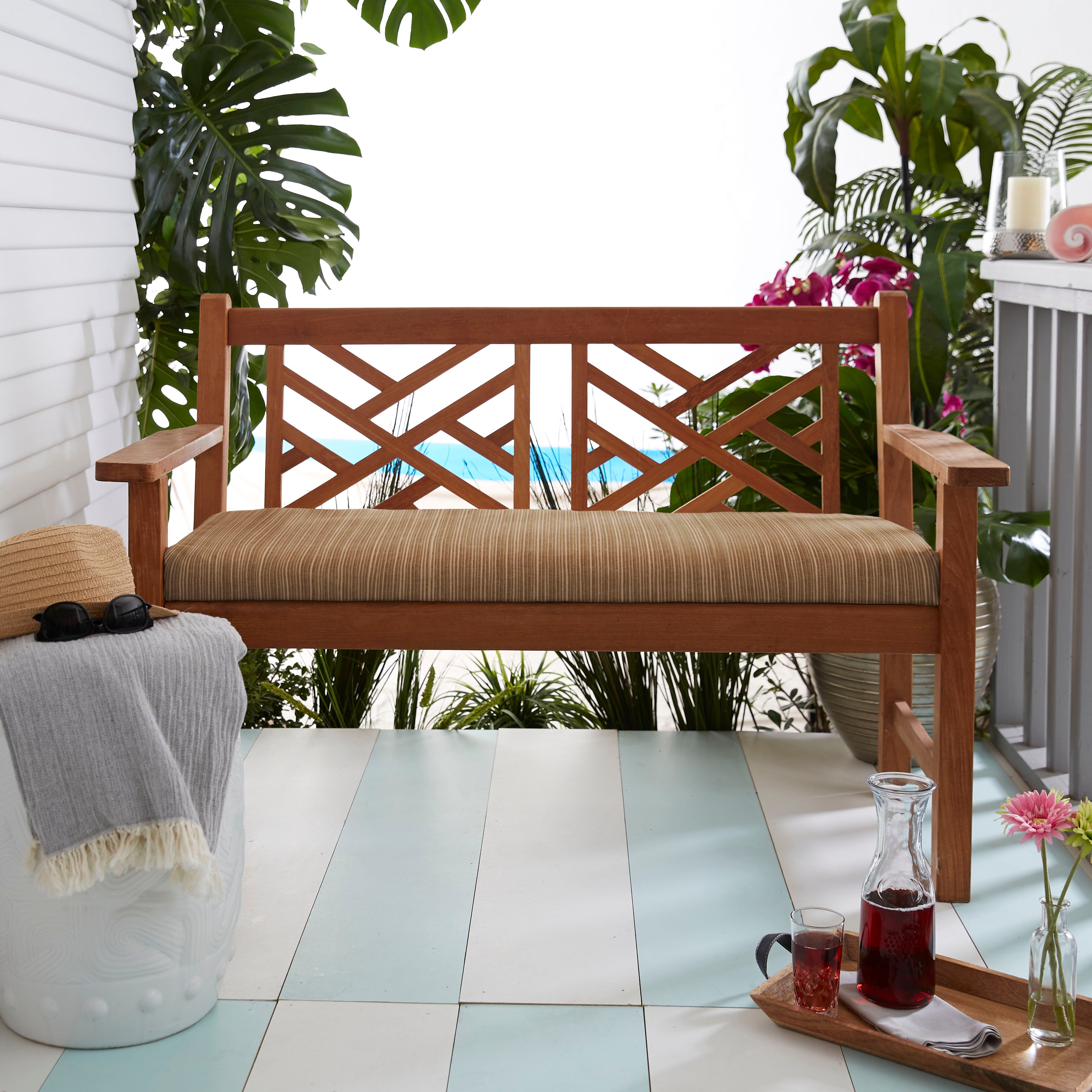 Sunbrella Round Dupione Front Bench Cushion