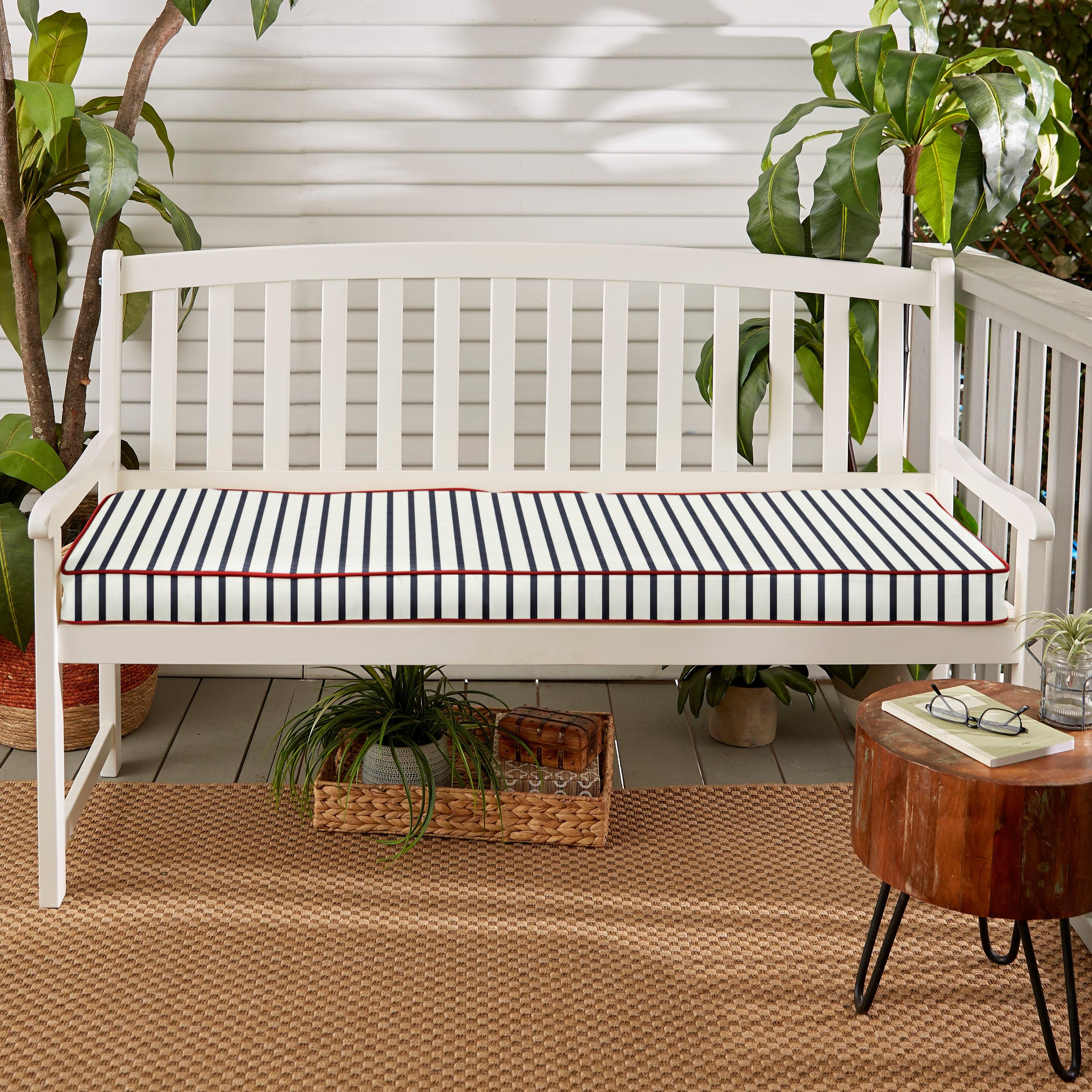 Sunbrella Lido with Contrast Cording Indoor/Outdoor Bench Cushion - Sorra Home