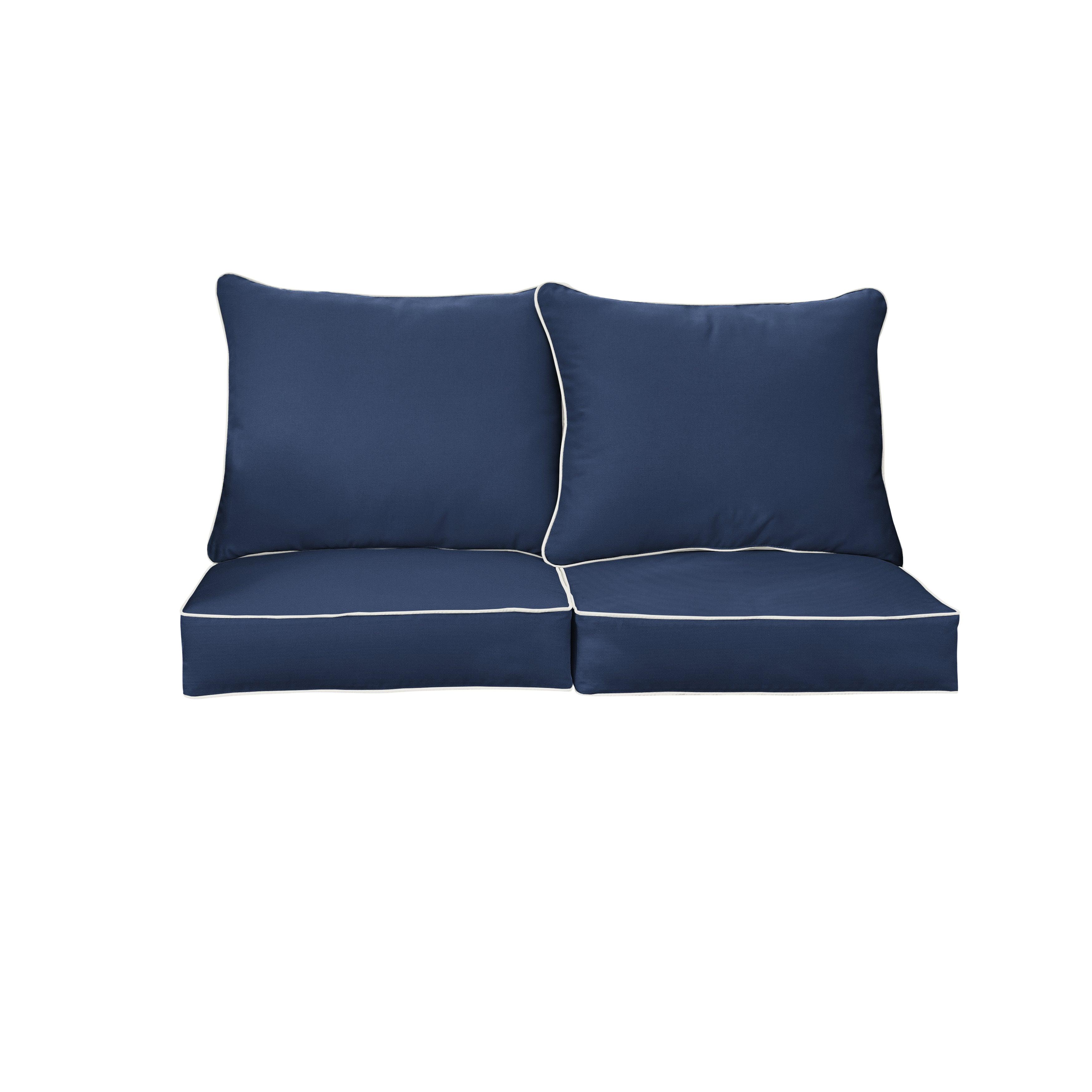 Sunbrella Canvas Deep Seating Loveseat Pillow & Cushion Set - Sorra Home