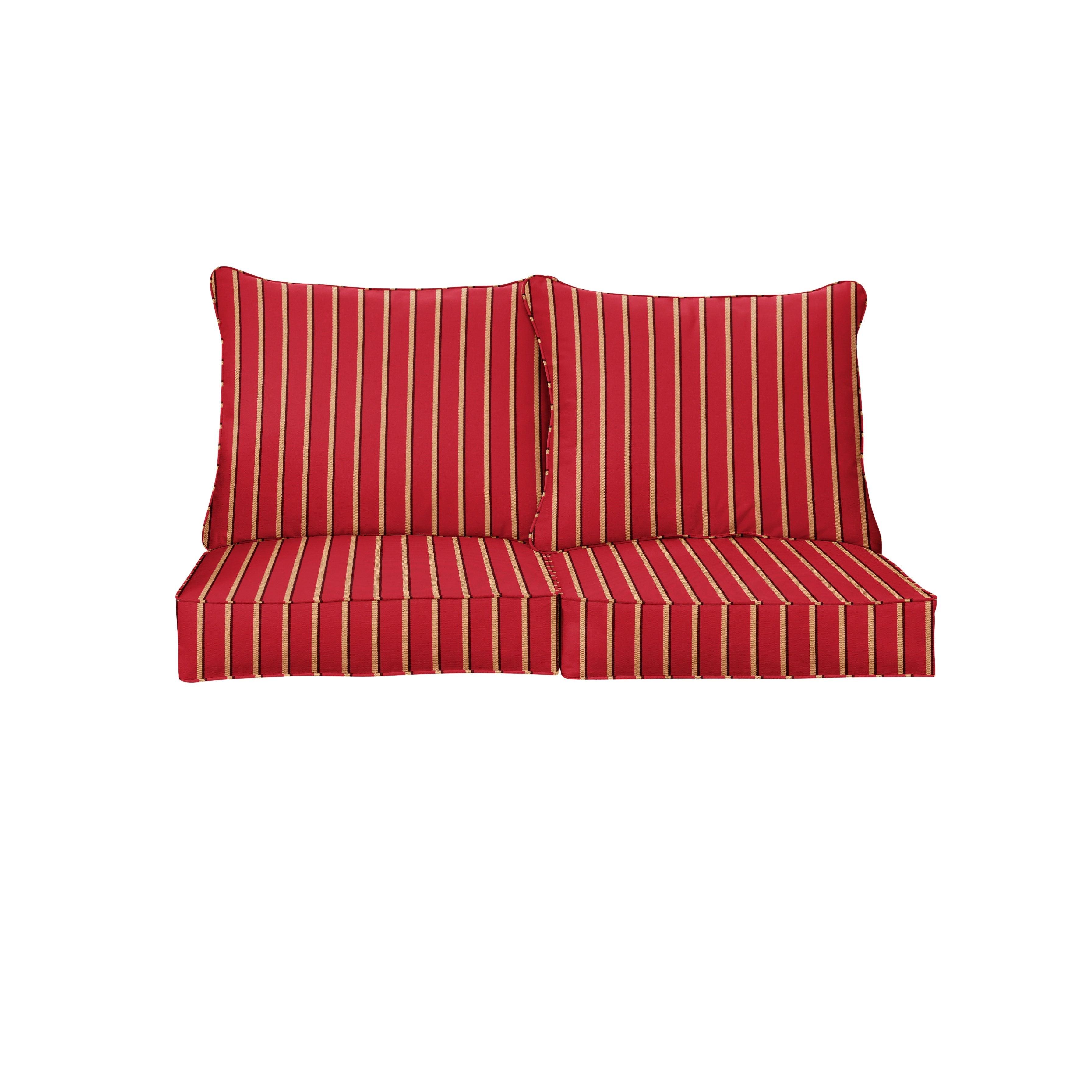 Sunbrella Hardwood Crimson Deep Seating Loveseat Pillow & Cushion Set - Sorra Home