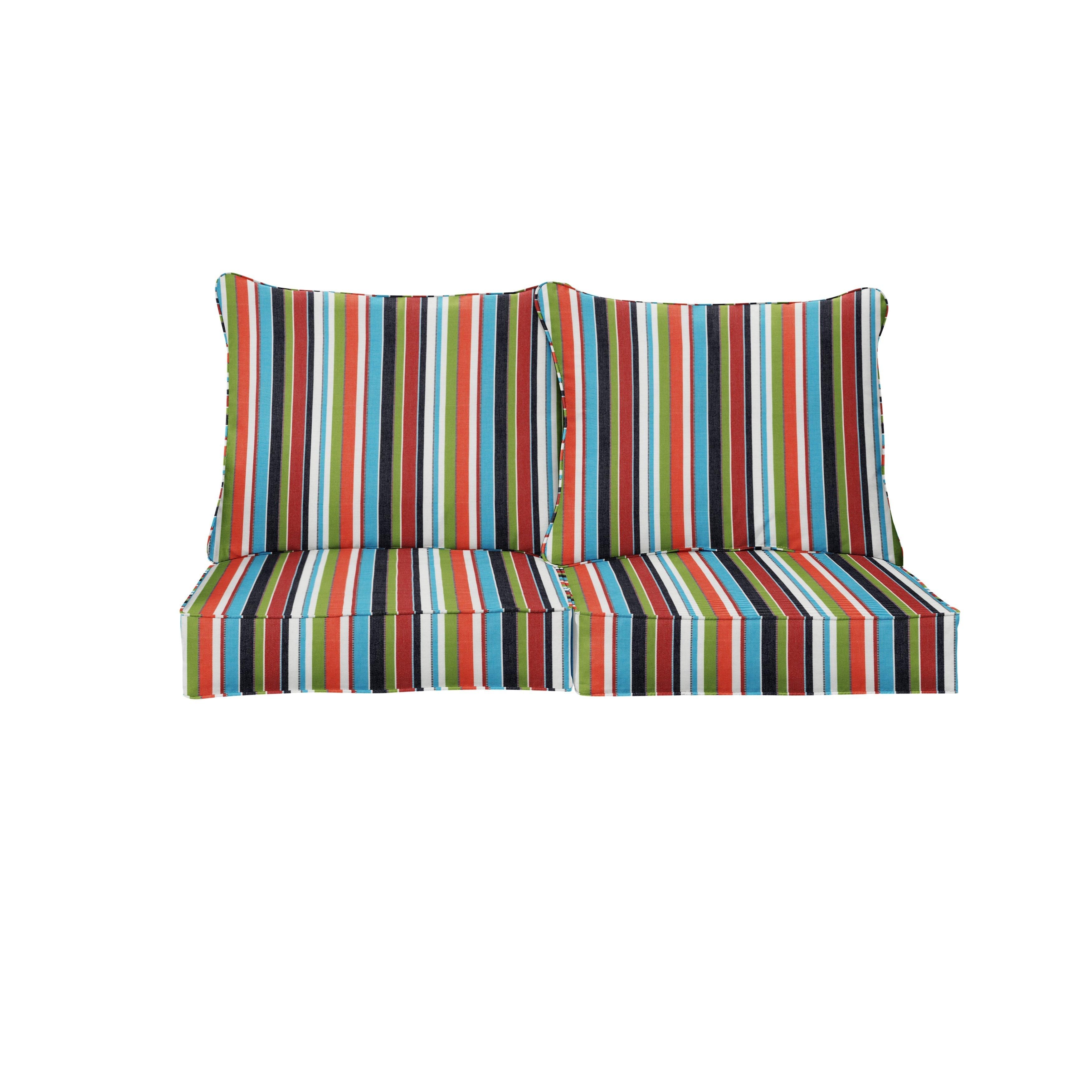 Sunbrella Carousel Deep Seating Loveseat Pillow & Cushion Set - Sorra Home