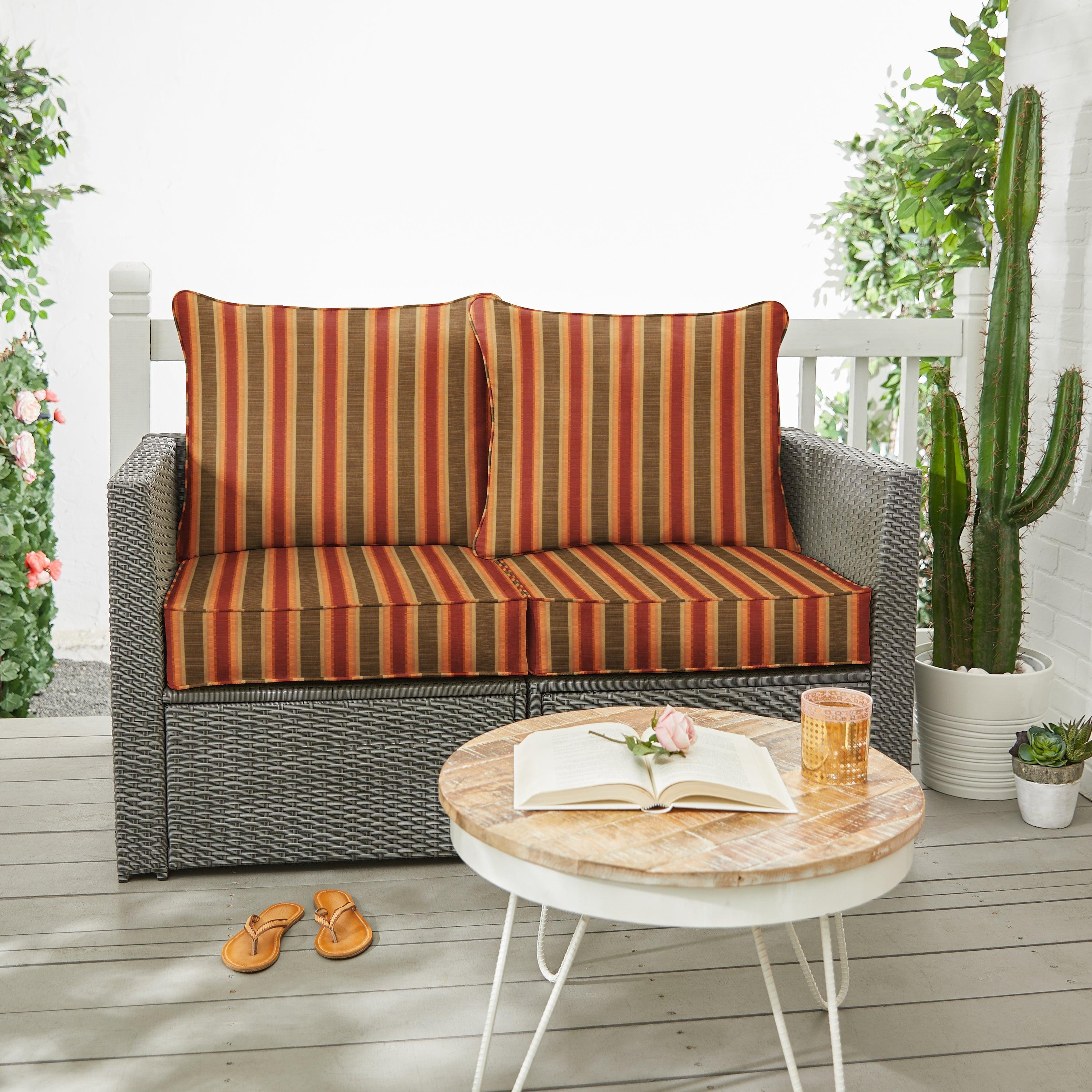 Sunbrella Dimone Sequoia Deep Seating Loveseat Pillow & Cushion Set - Sorra Home