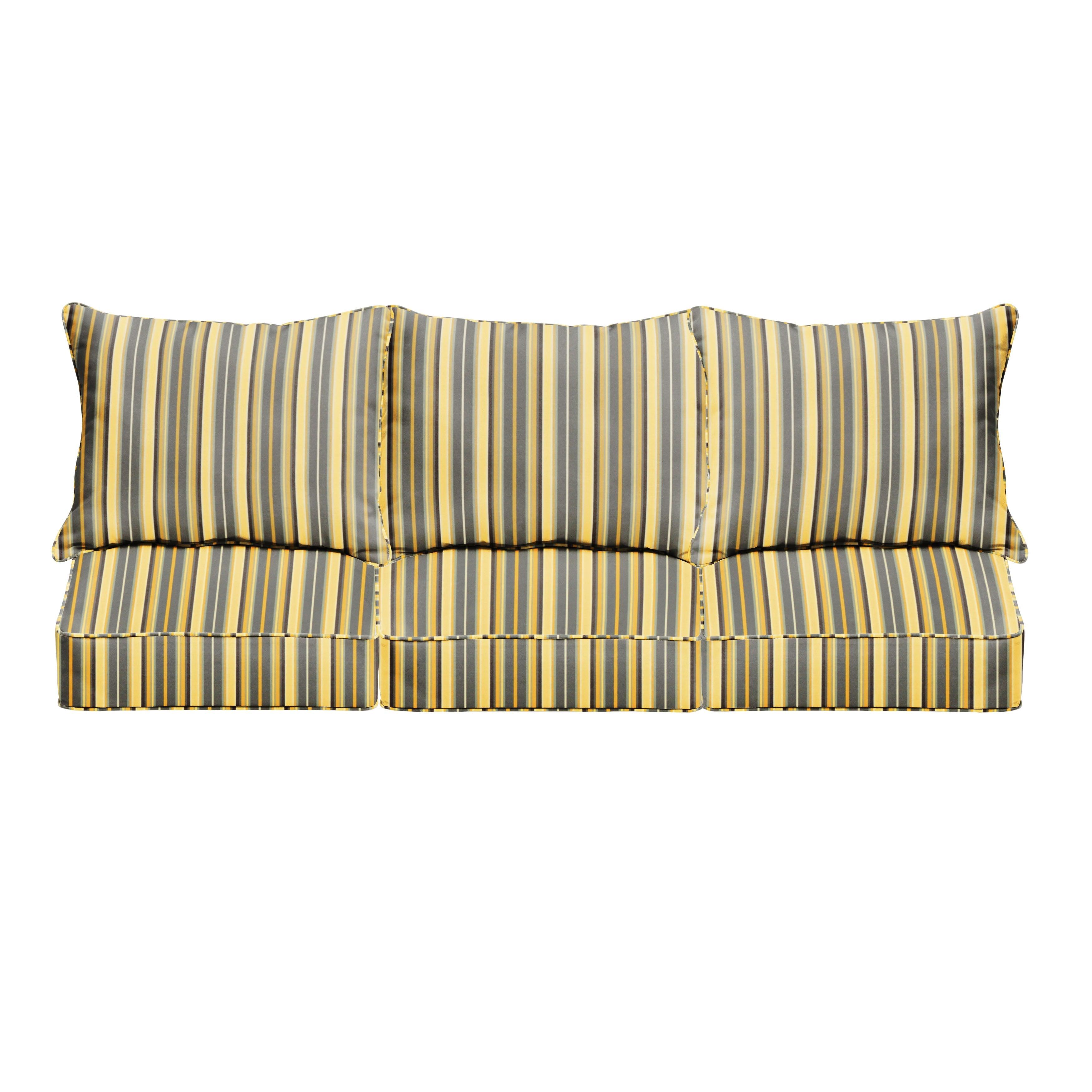 Sunbrella Foster Metallic Deep Seating Sofa Pillow & Cushion Set - Sorra Home