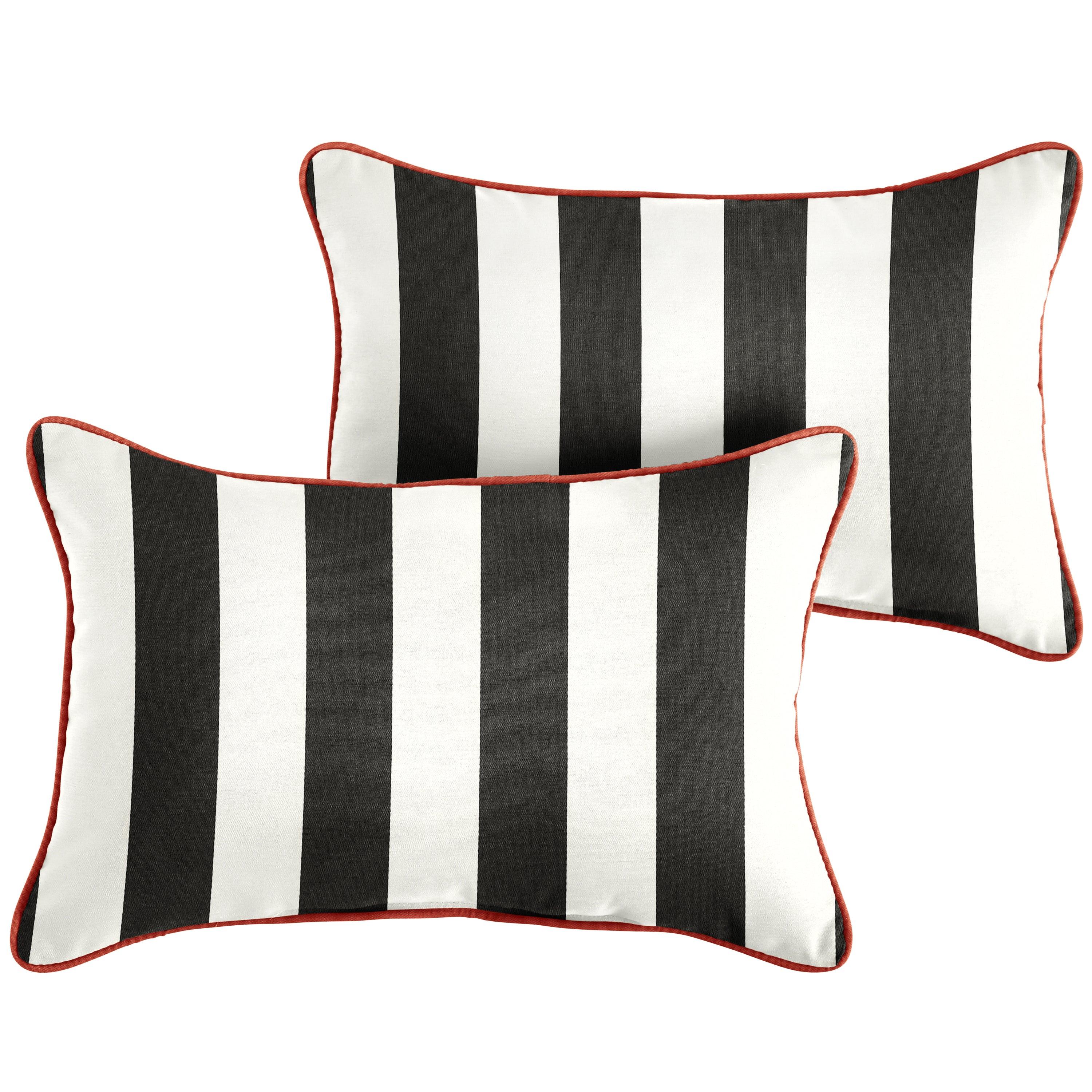 Sunbrella Cabana with Contrast Cording Lumbar Corded Pillow (Set of 2) - Sorra Home