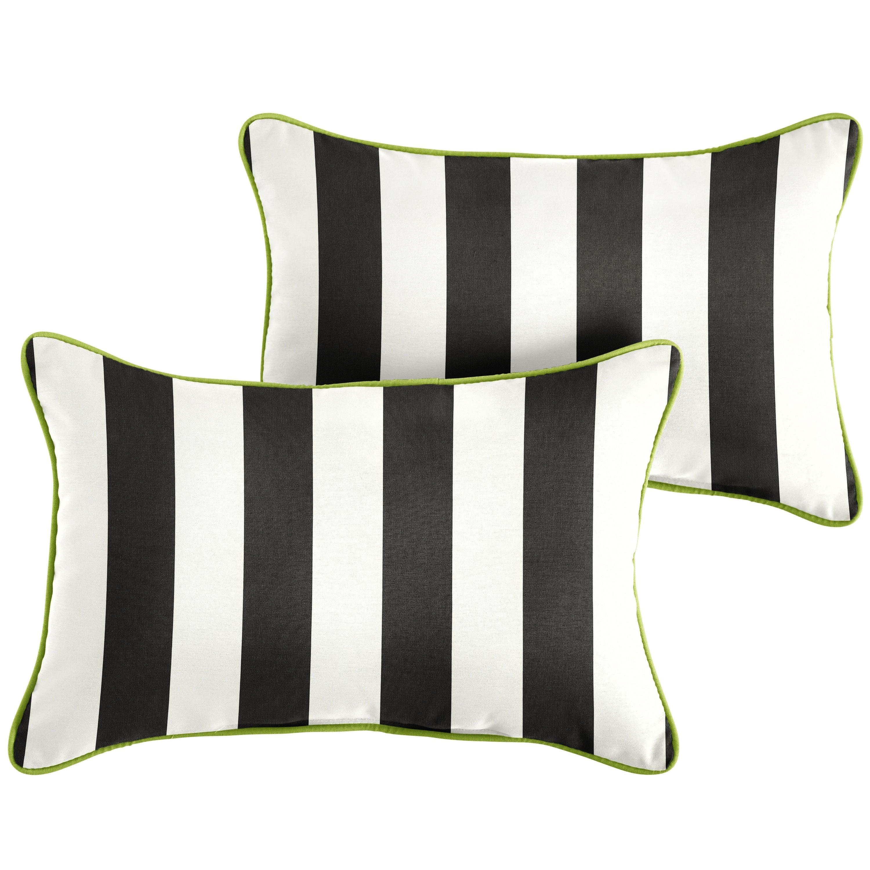 Sunbrella Cabana with Contrast Cording Lumbar Corded Pillow (Set of 2) - Sorra Home