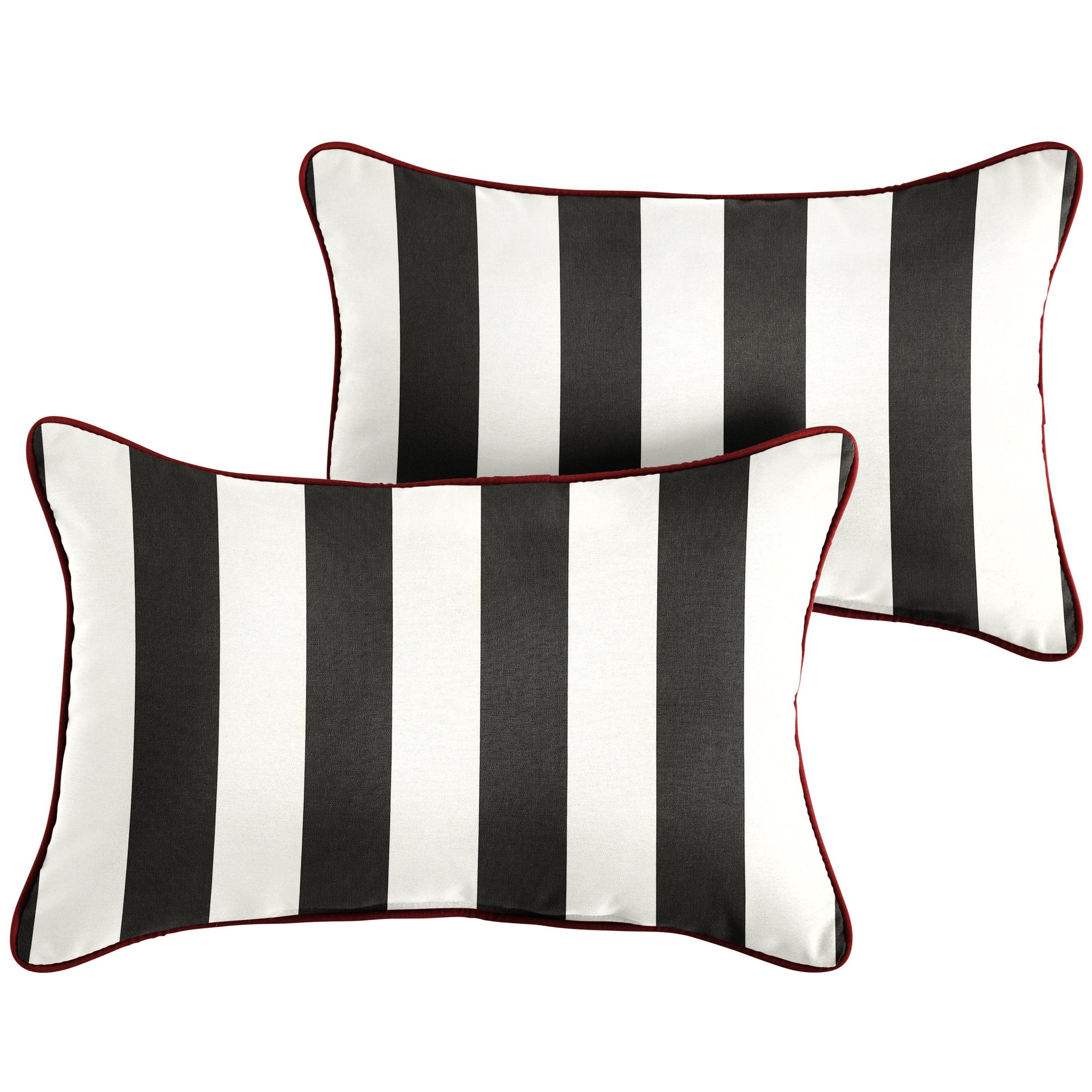Sunbrella Cabana with Contrast Cording Lumbar Corded Pillow (Set of 2) - Sorra Home