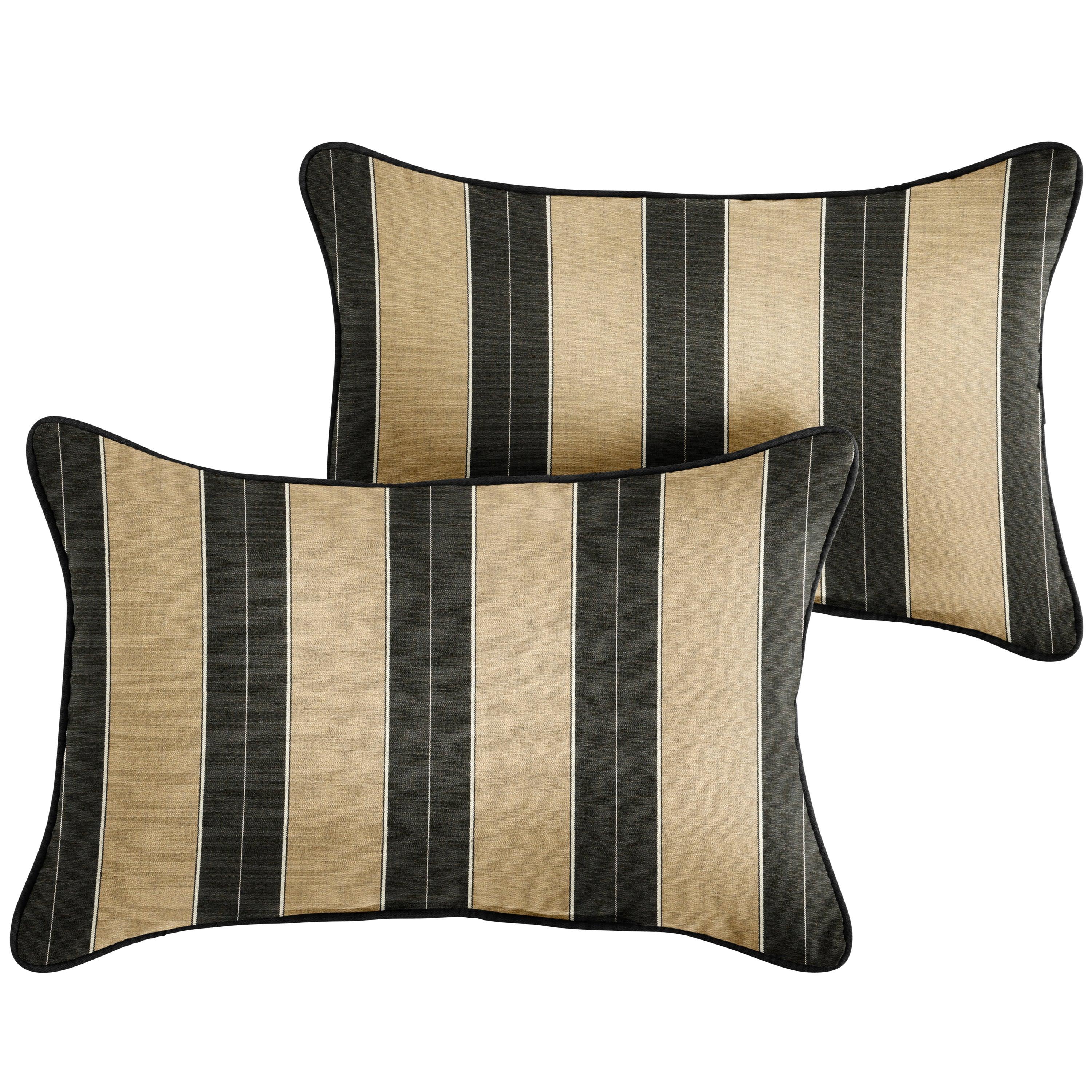 Sunbrella Berenson with Contrast Cording Lumbar Corded Pillow (Set of 2) - Sorra Home