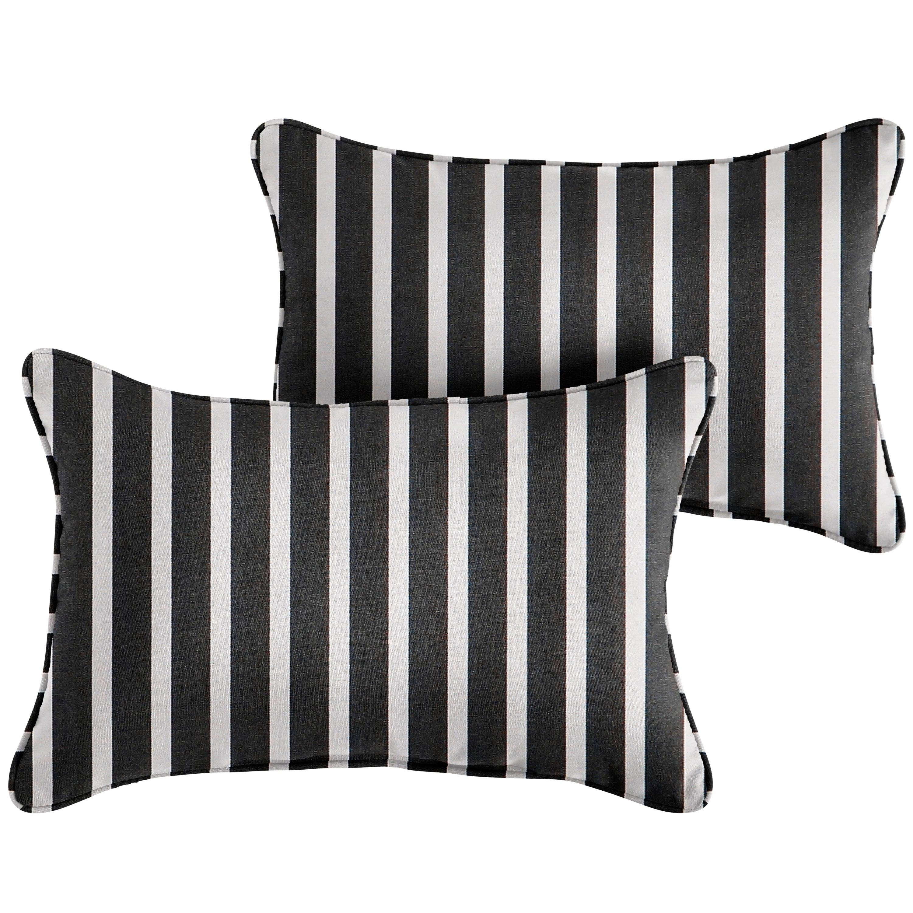 Sunbrella Berenson with Contrast Cording Lumbar Corded Pillow (Set of 2) - Sorra Home