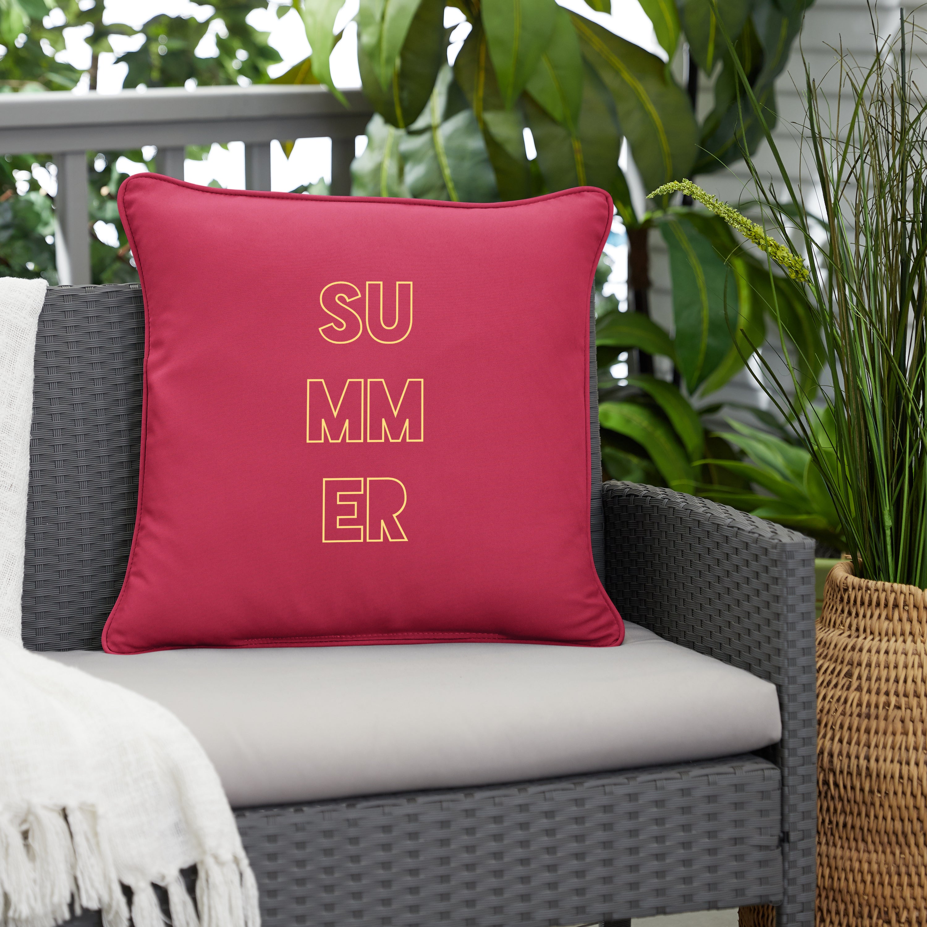 Sunbrella Square Embroidered Outdoor Pillow