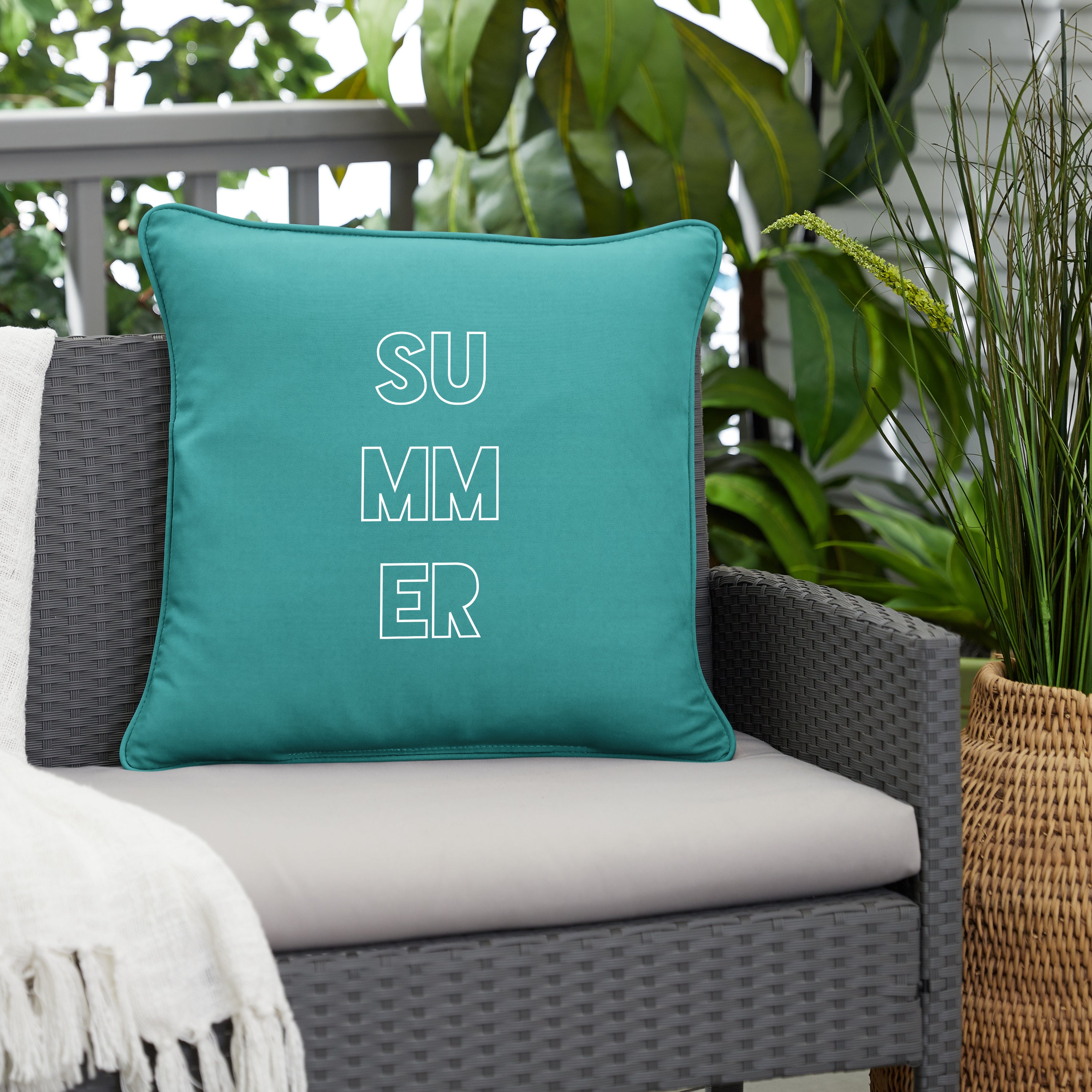 Sunbrella Square Embroidered Outdoor Pillow