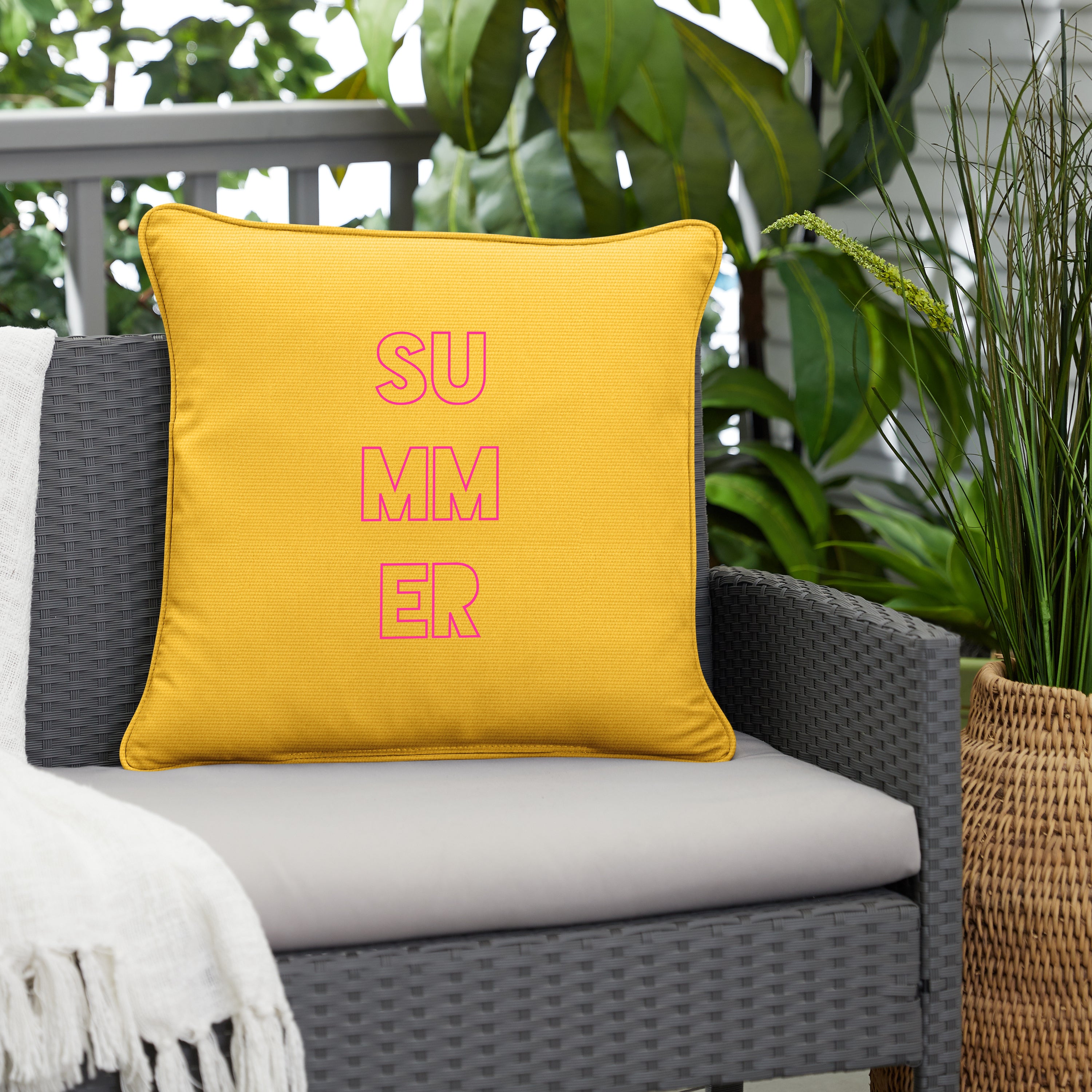 Sunbrella Square Embroidered Outdoor Pillow