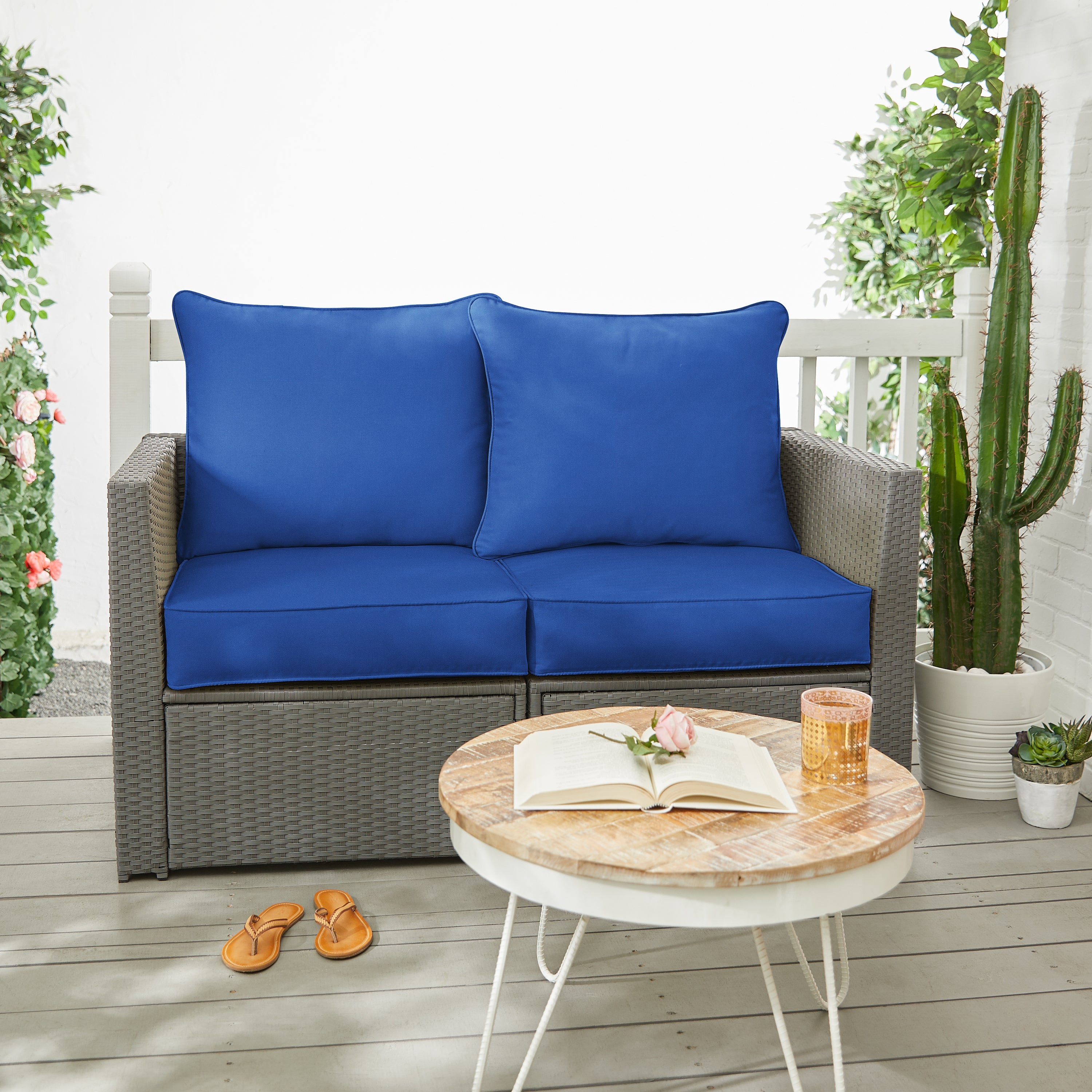 Sunbrella Canvas Deep Seating Loveseat Pillow & Cushion Set