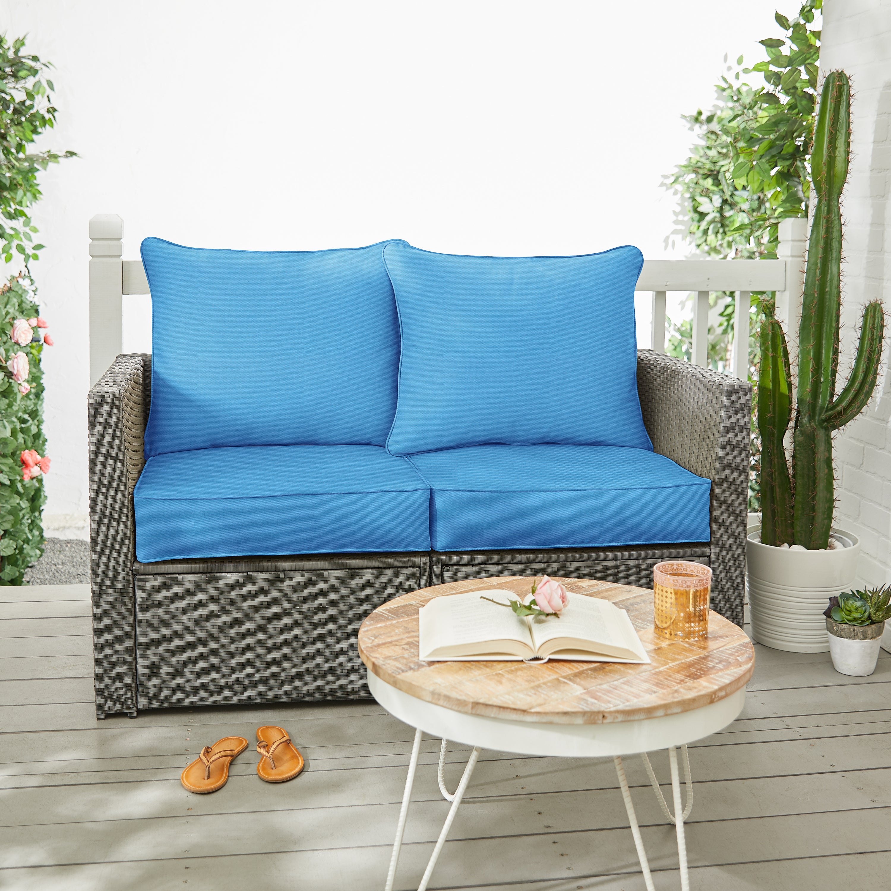 Sunbrella Canvas Deep Seating Loveseat Pillow & Cushion Set
