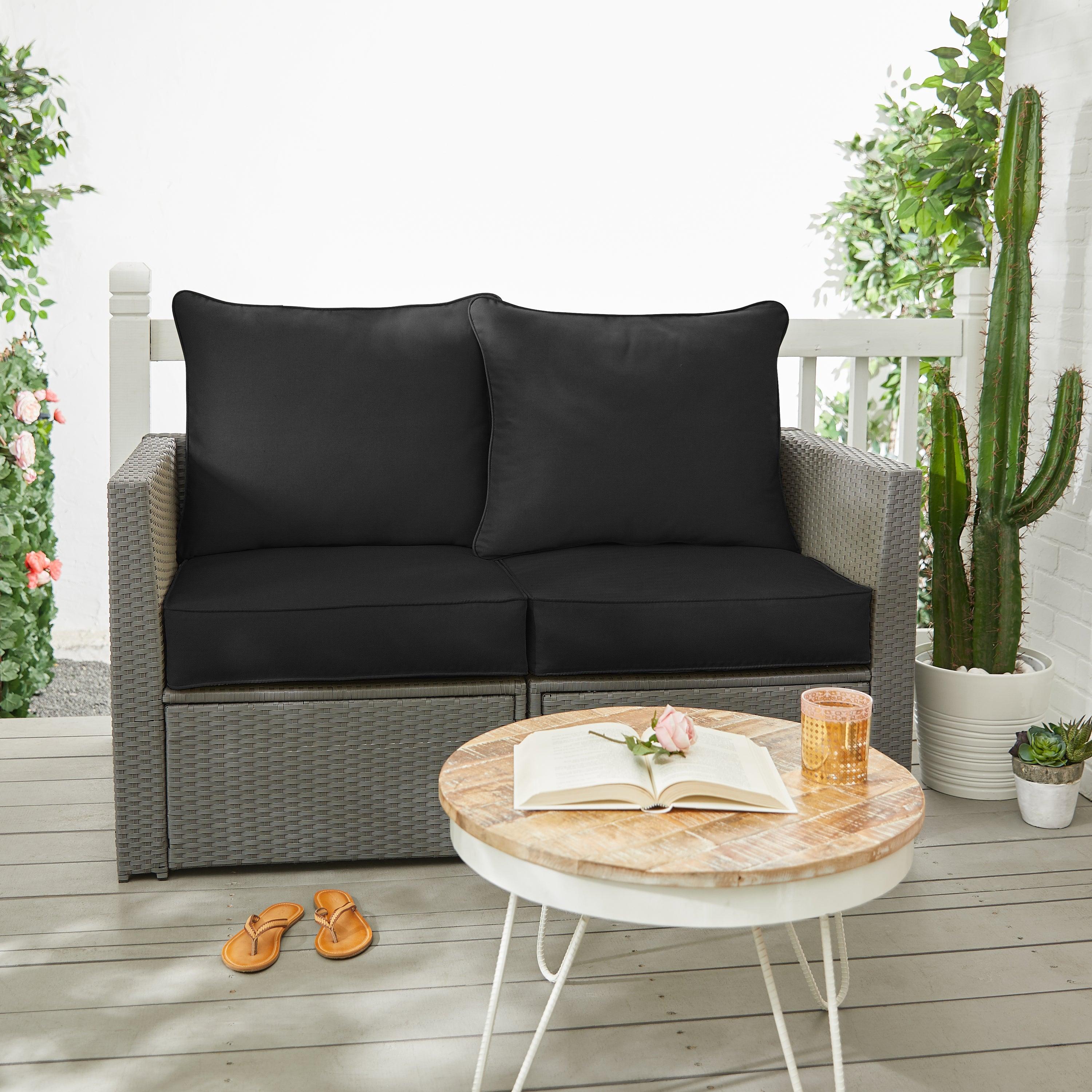 Sunbrella Canvas Deep Seating Loveseat Pillow & Cushion Set - Sorra Home