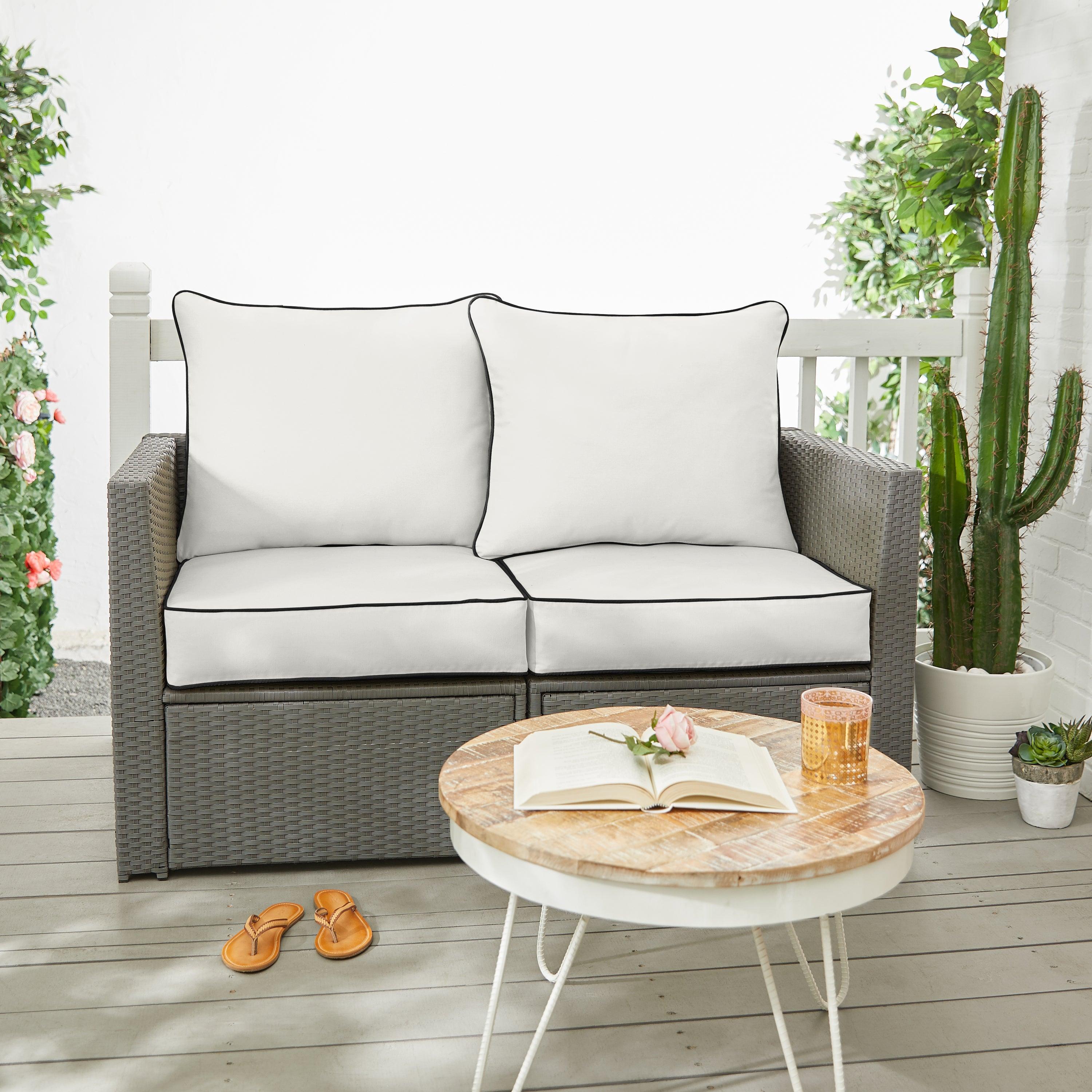 Sunbrella Canvas Deep Seating Loveseat Pillow & Cushion Set - Sorra Home