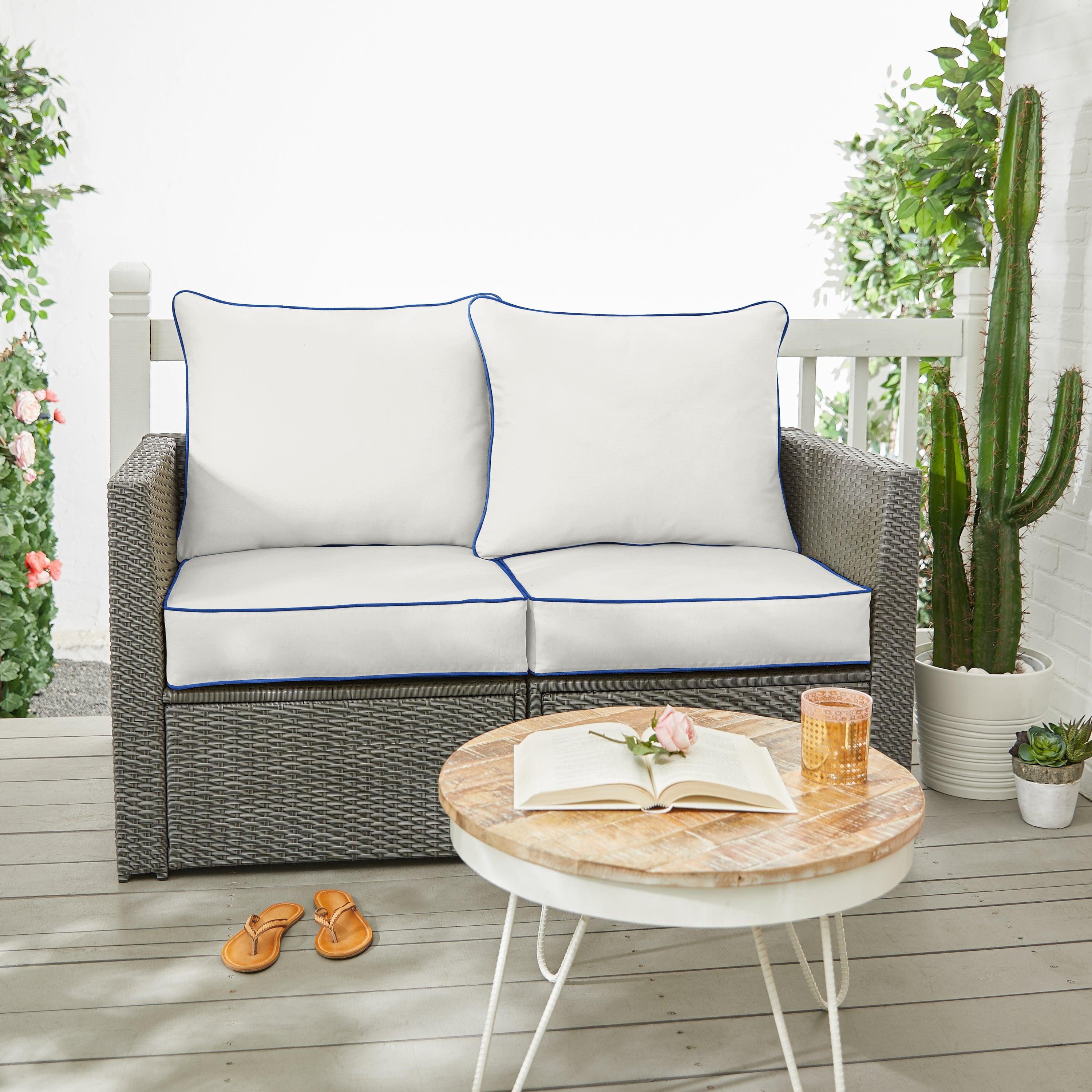 Sunbrella Canvas Deep Seating Loveseat Pillow & Cushion Set - Sorra Home
