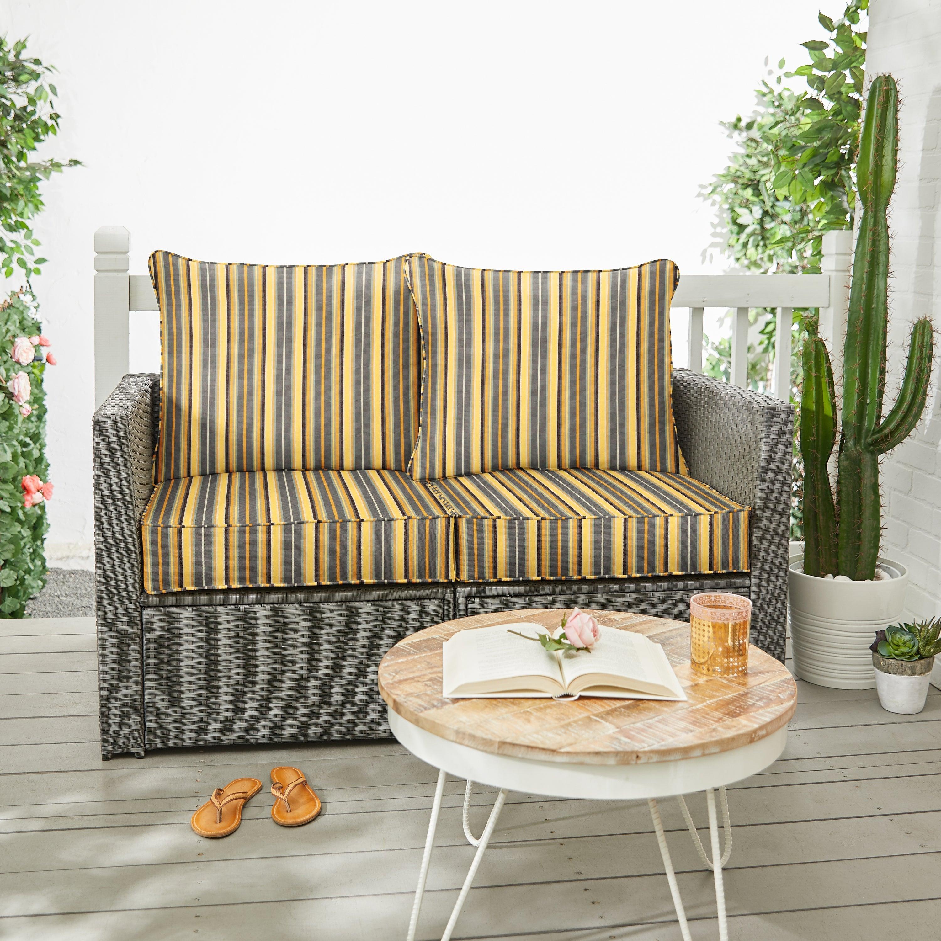 Sunbrella Foster Metallic Deep Seating Loveseat Pillow & Cushion Set - Sorra Home