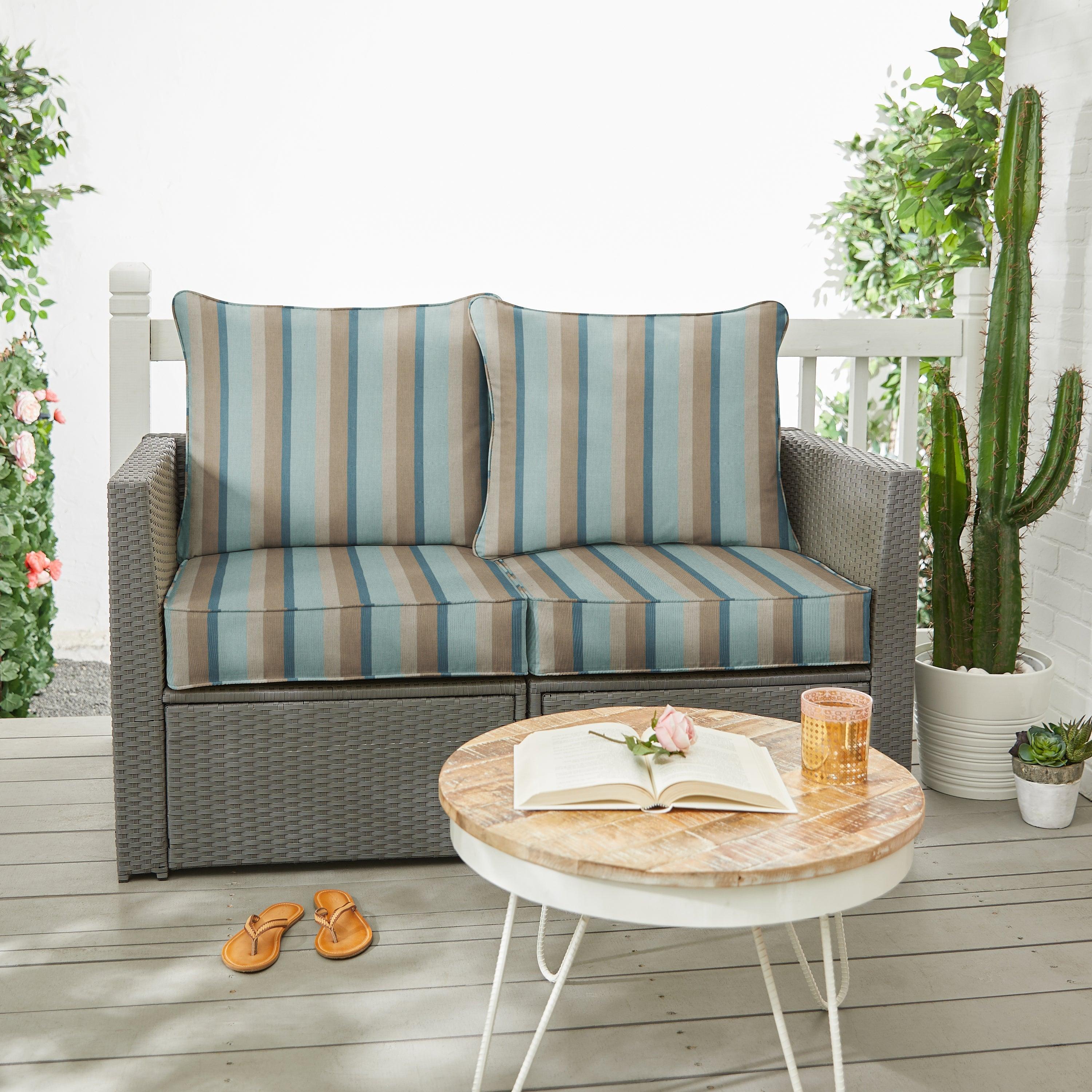 Sunbrella Mist Deep Seating Loveseat Pillow & Cushion Set - Sorra Home