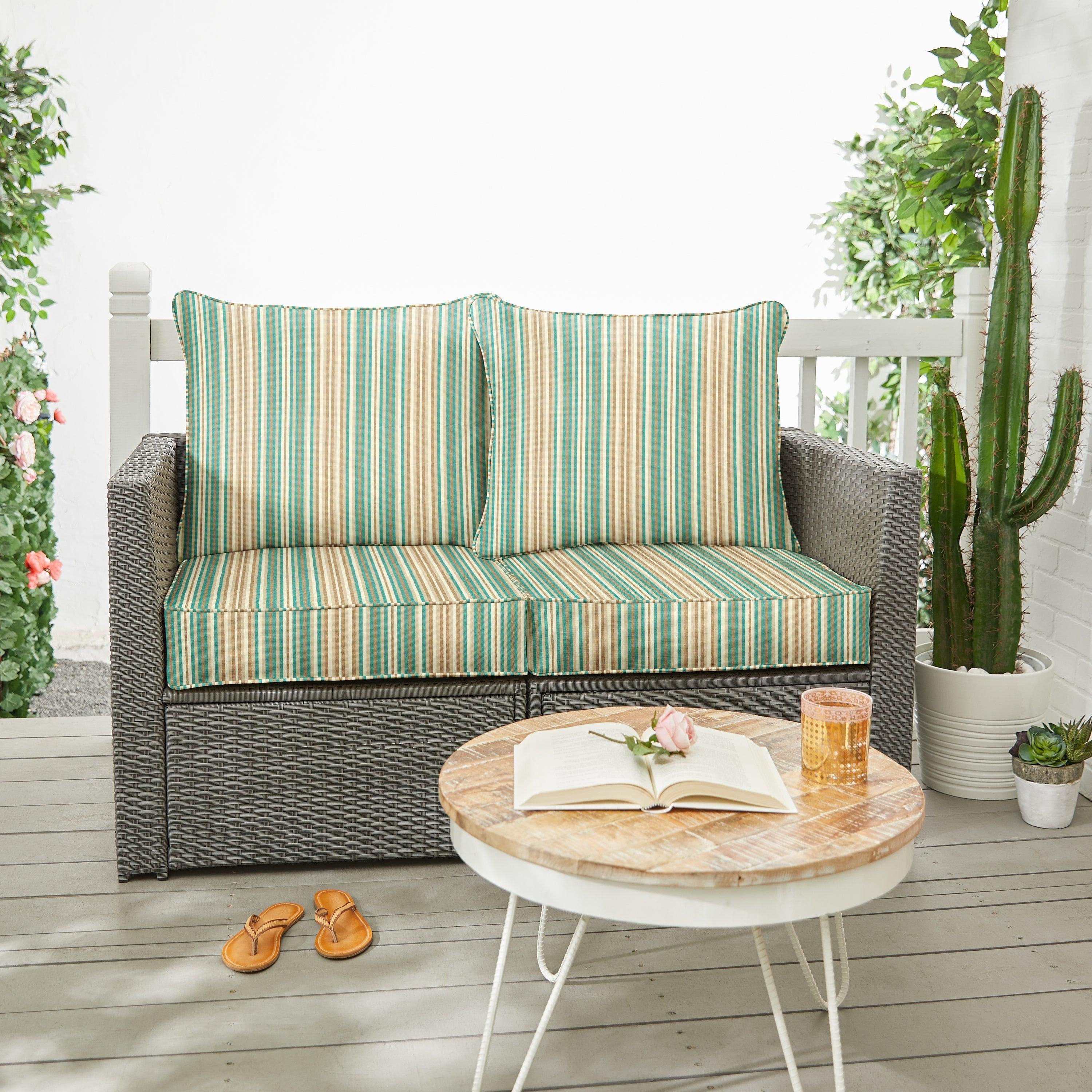 Sunbrella Mist Deep Seating Loveseat Pillow & Cushion Set - Sorra Home