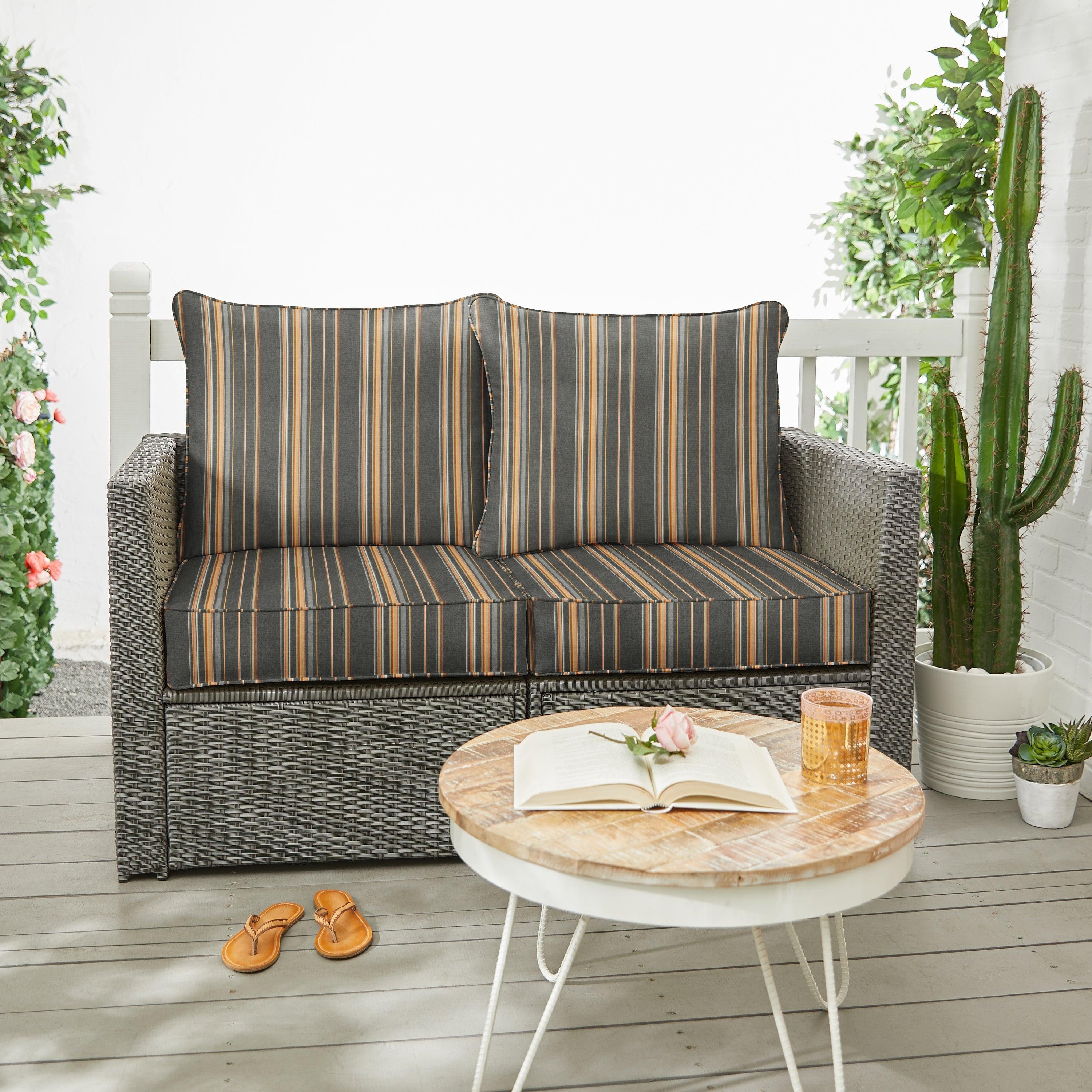 Sunbrella Stanton Greystone Deep Seating Loveseat Pillow & Cushion Set - Sorra Home
