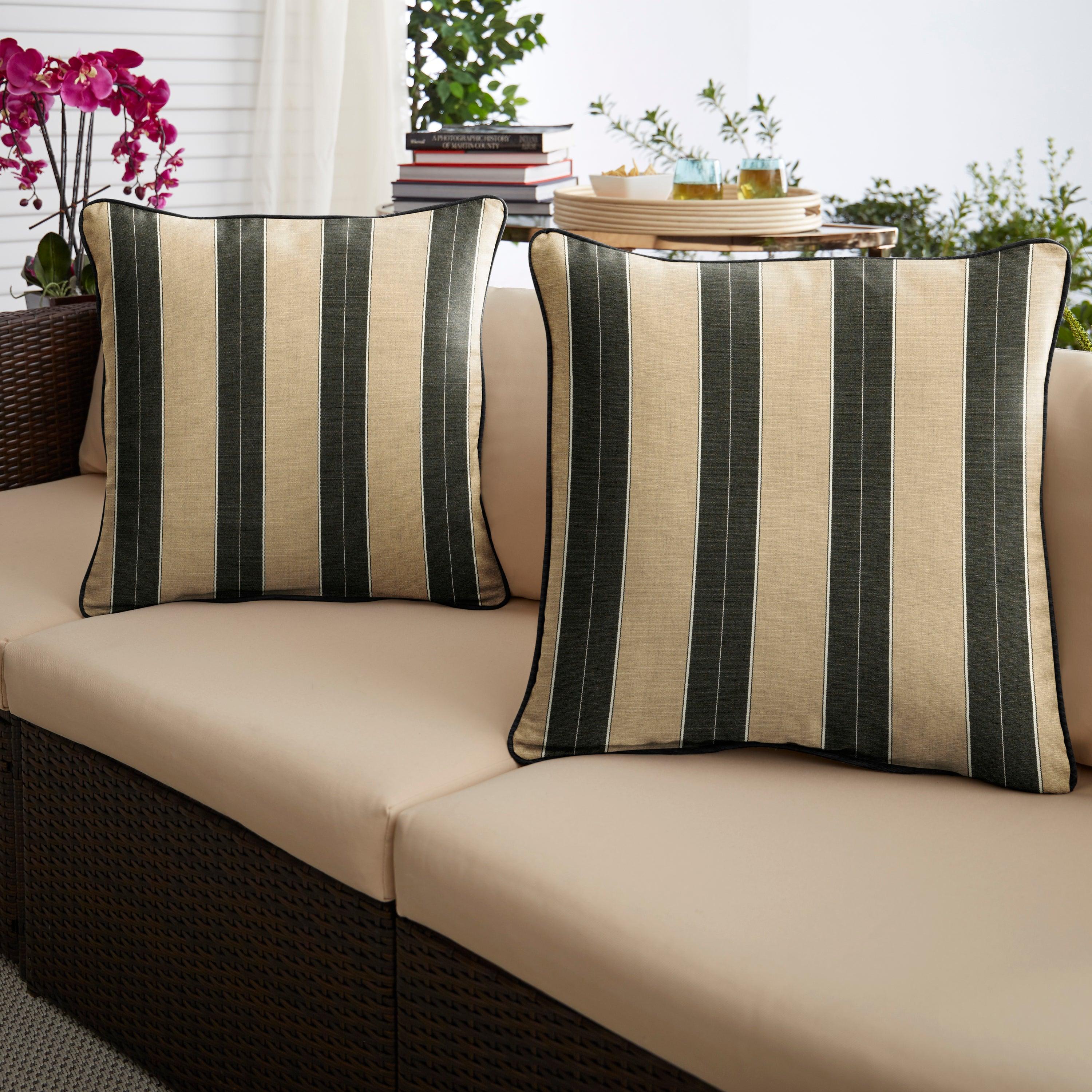 Sunbrella Berenson with Contrast Cording Square Corded Pillow (Set of 2) - Sorra Home