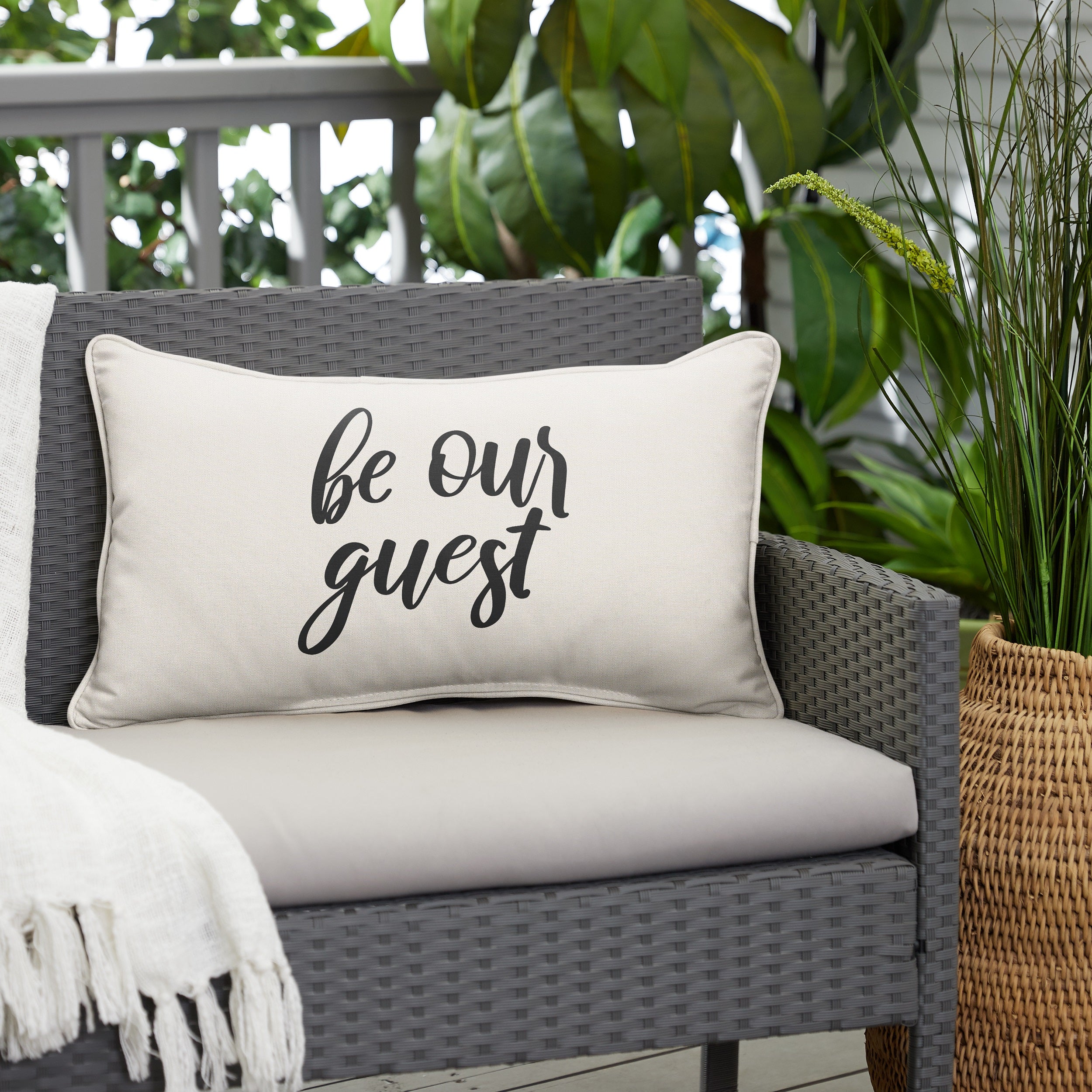 Sunbrella Rectangle Embroidered Outdoor Pillow