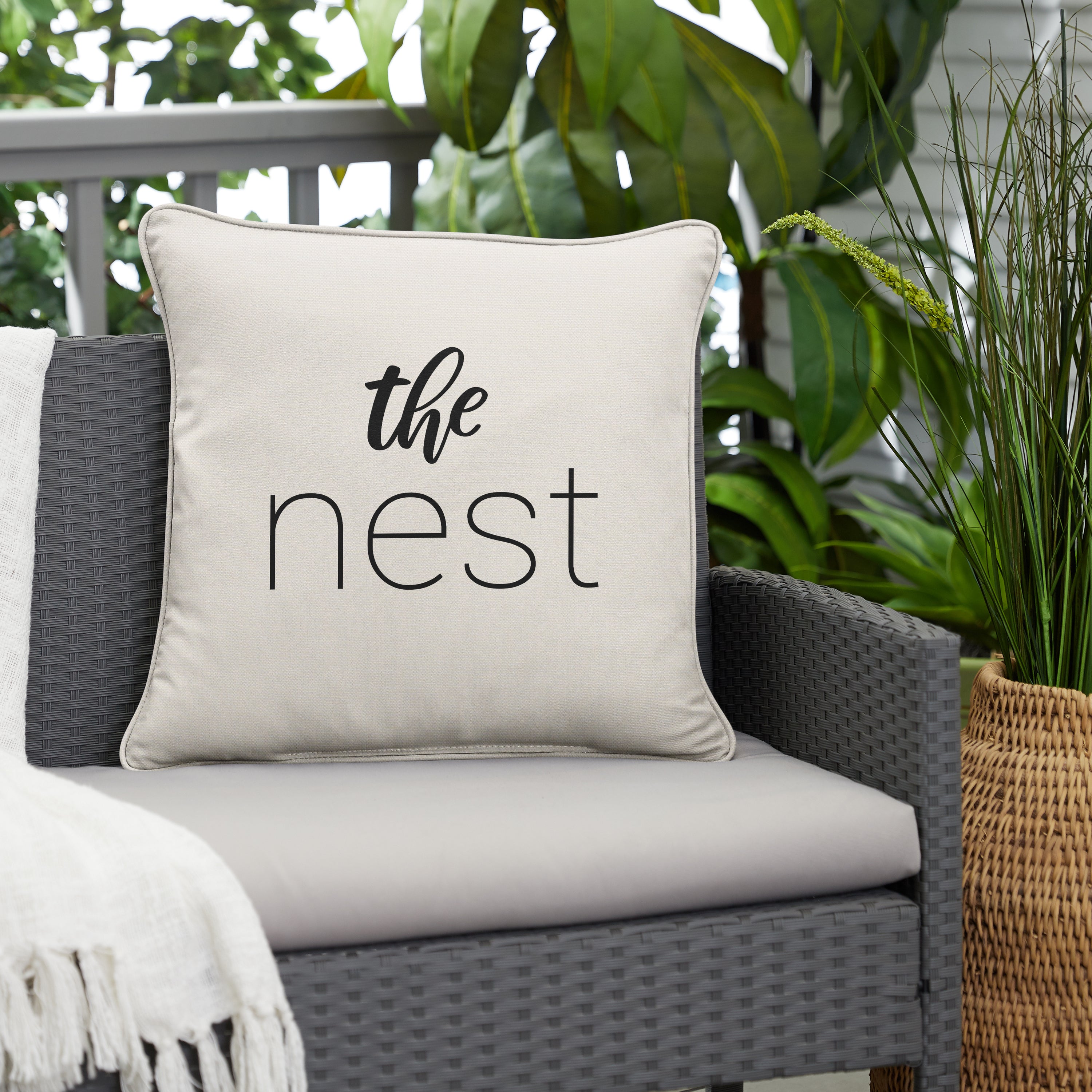 Sunbrella Square Embroidered Outdoor Pillow