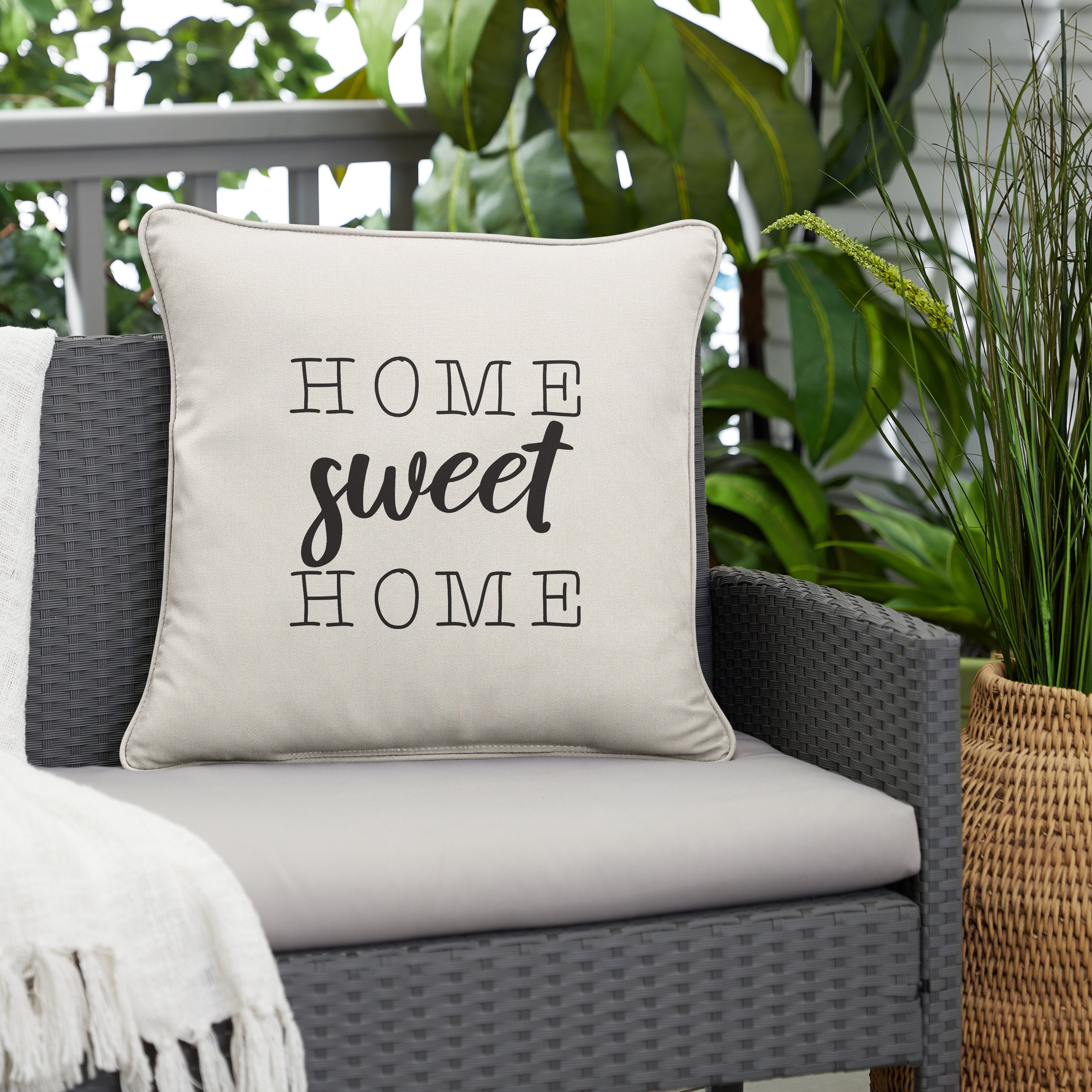 Sunbrella Square Embroidered Outdoor Pillow
