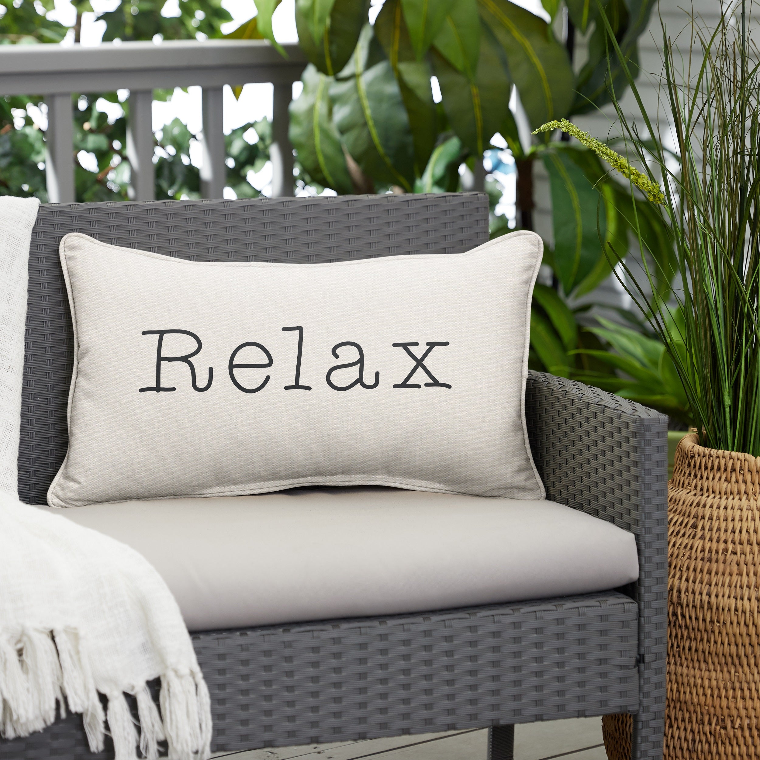 Sunbrella Rectangle Embroidered Outdoor Pillow