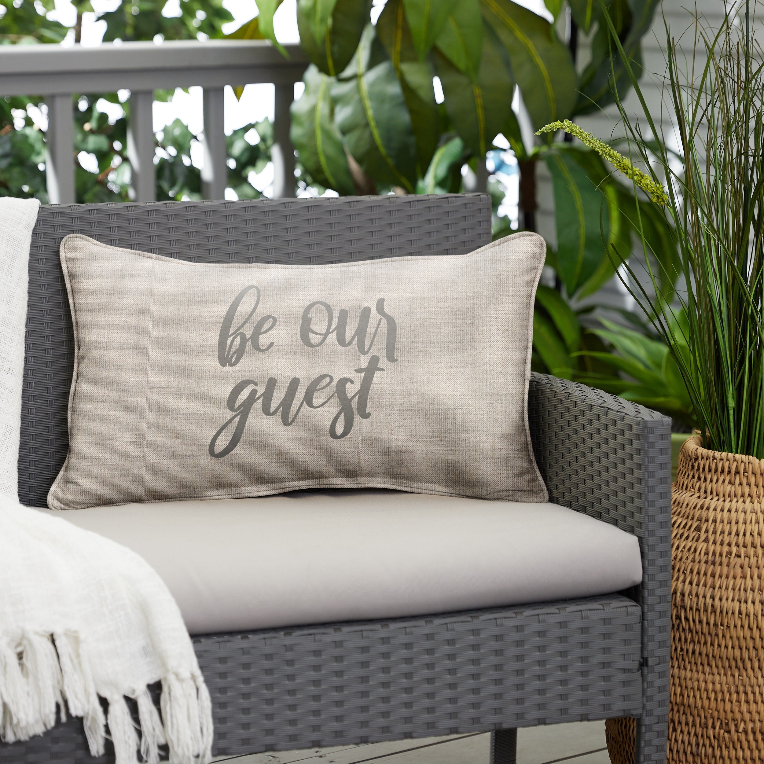 Sunbrella Rectangle Embroidered Outdoor Pillow