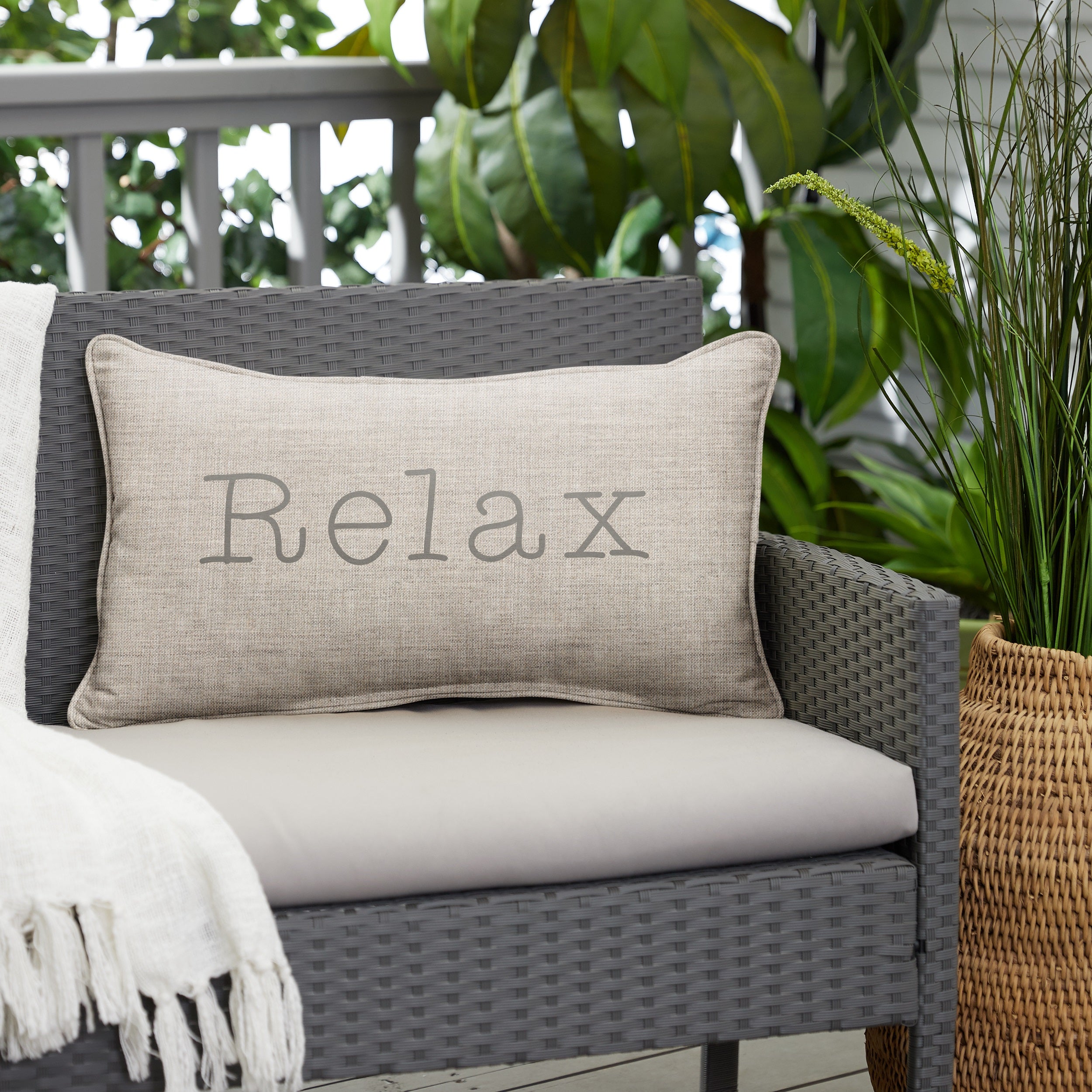Sunbrella Rectangle Embroidered Outdoor Pillow