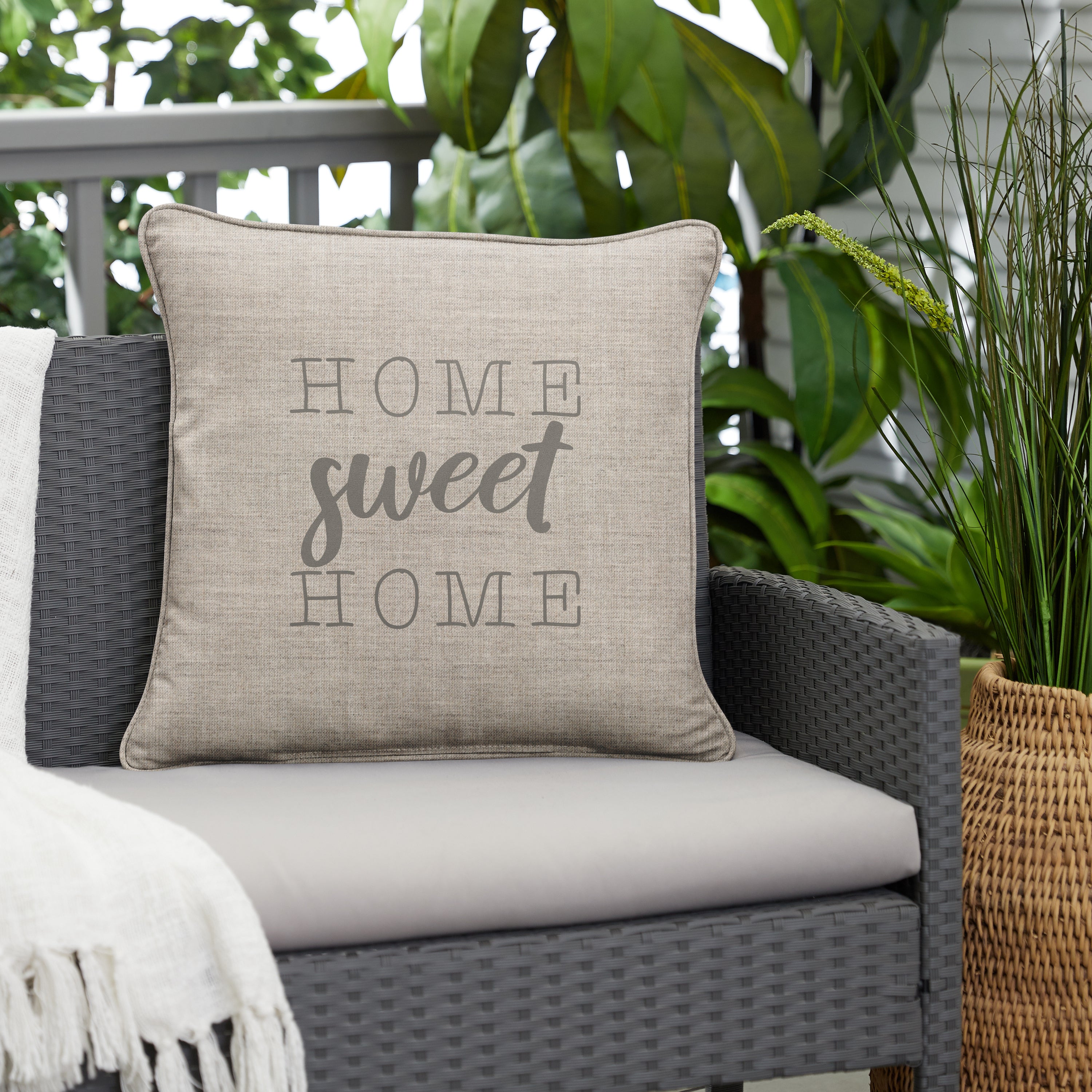 Sunbrella Square Embroidered Outdoor Pillow