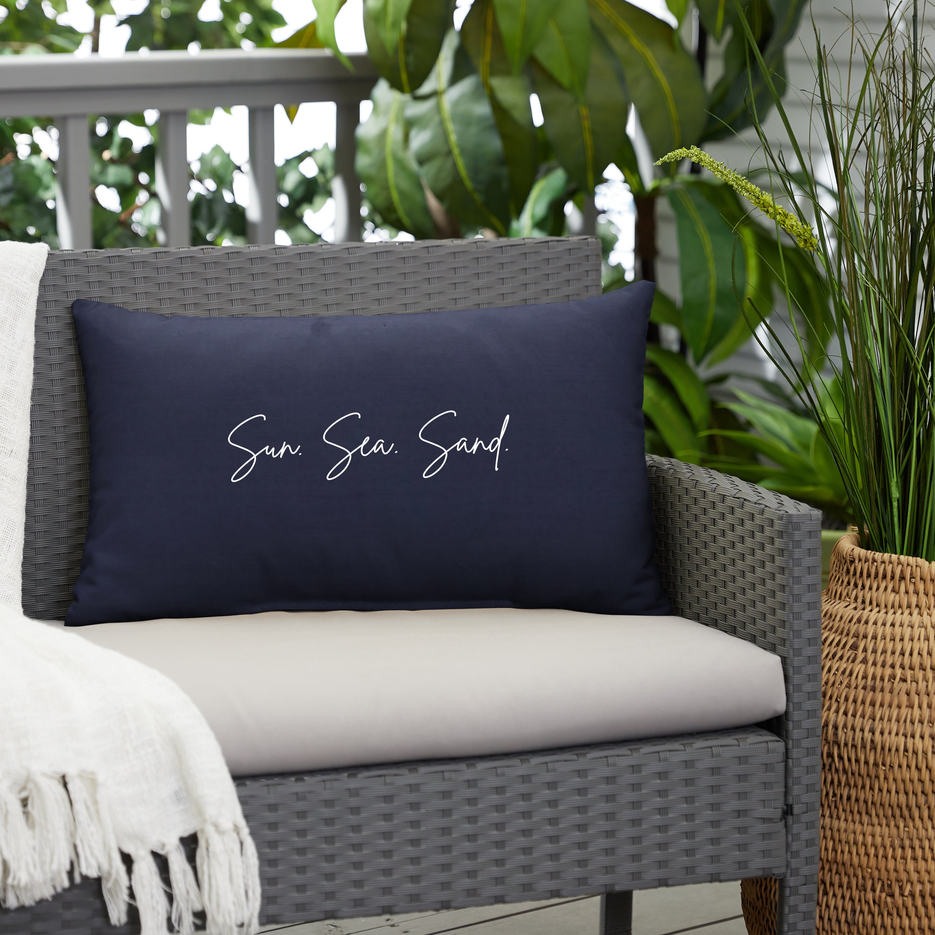 Sunbrella Rectangle Embroidered Outdoor Pillow