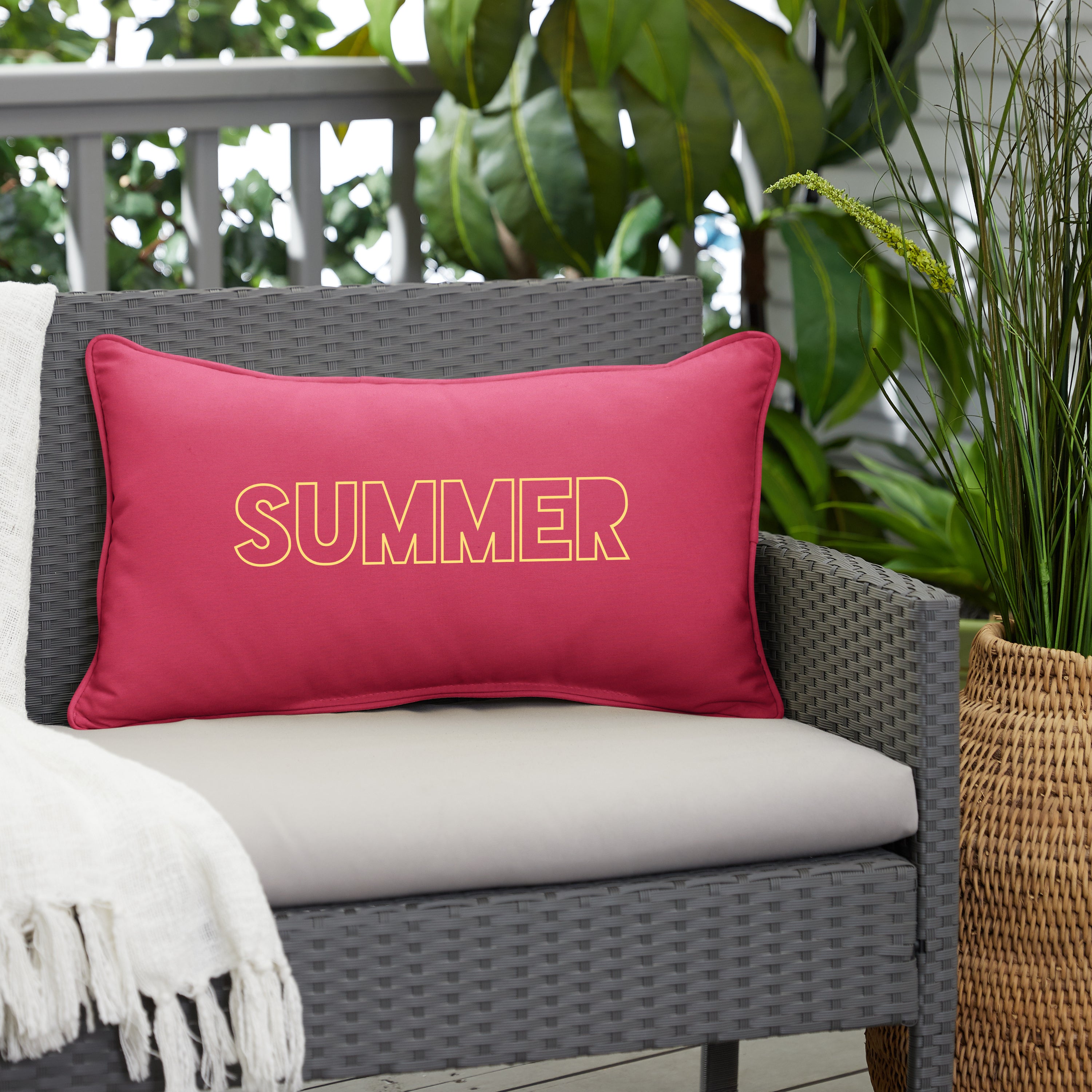 Sunbrella Rectangle Embroidered Outdoor Pillow