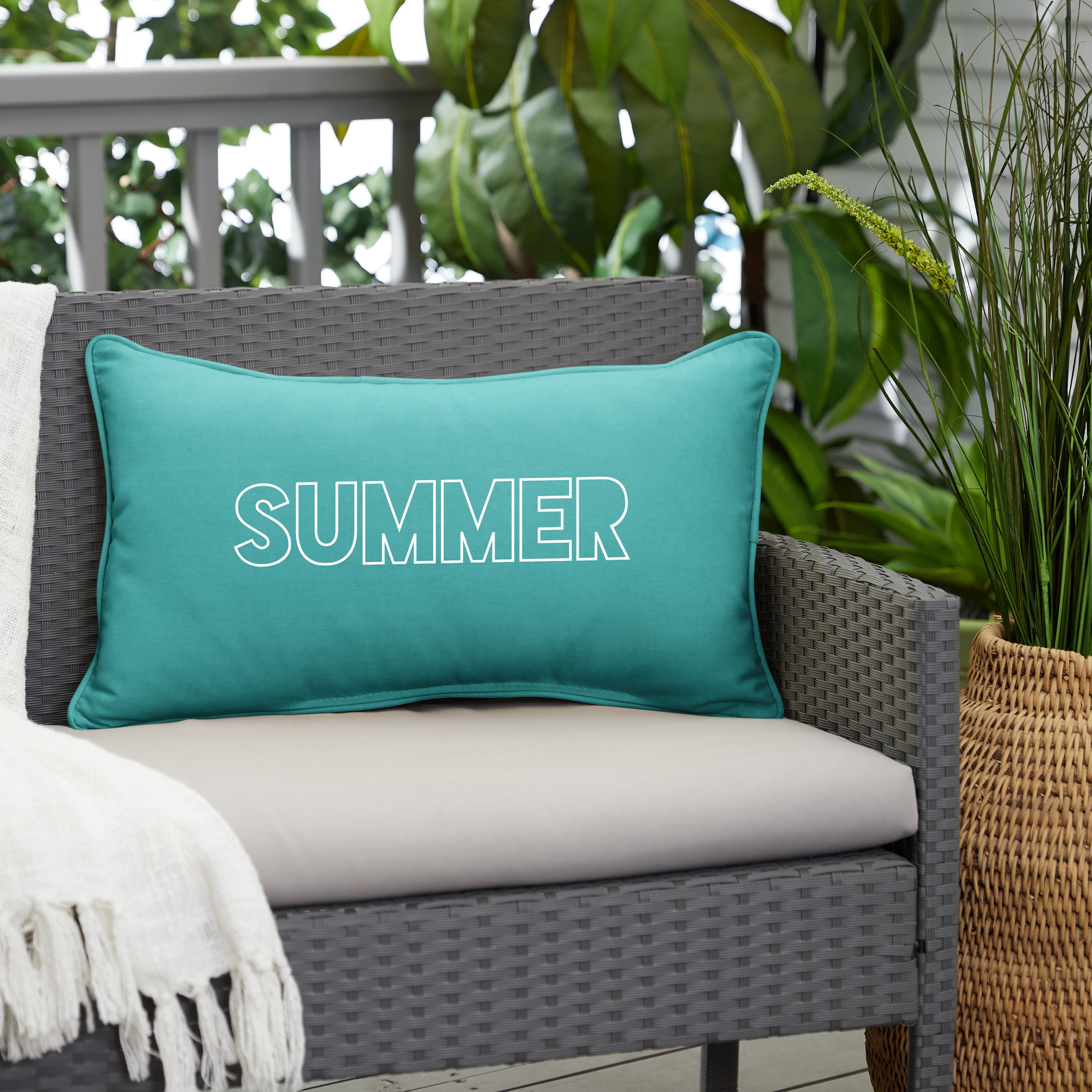 Sunbrella Rectangle Embroidered Outdoor Pillow